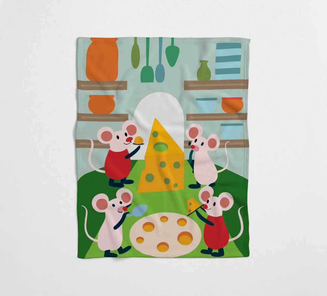 Muis eet kaas fleecedeken van CUTE ANIMALS