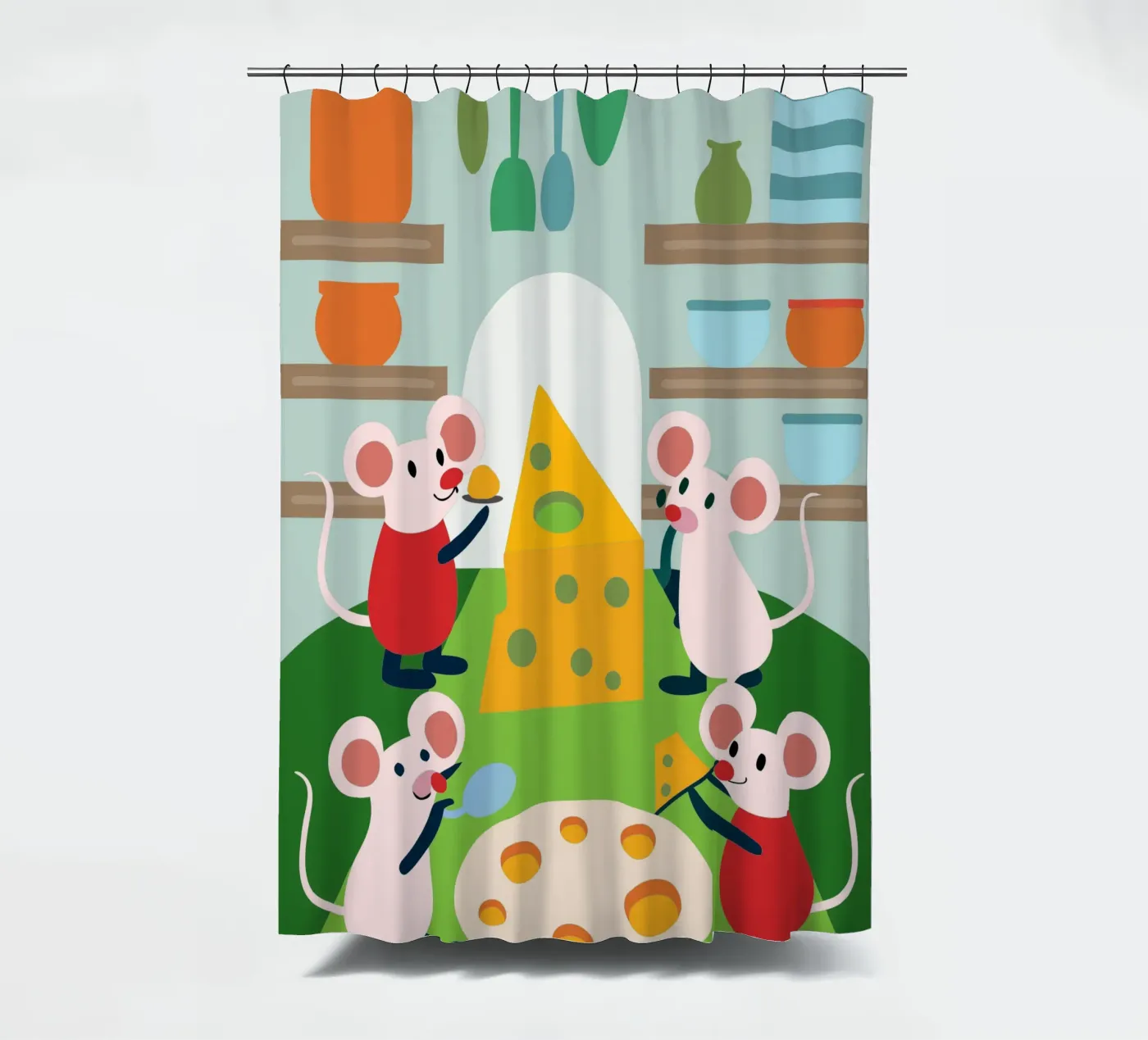 Mouse Eats Cheese Duschvorhang von CUTE ANIMALS