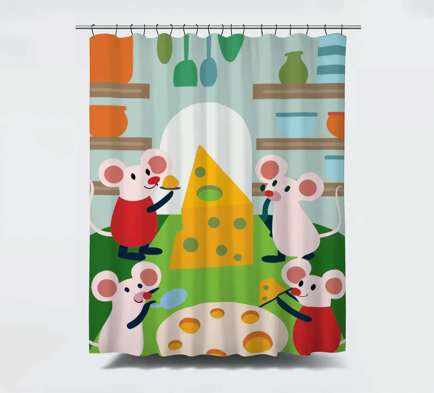 Mouse Eats Cheese Duschvorhang von CUTE ANIMALS