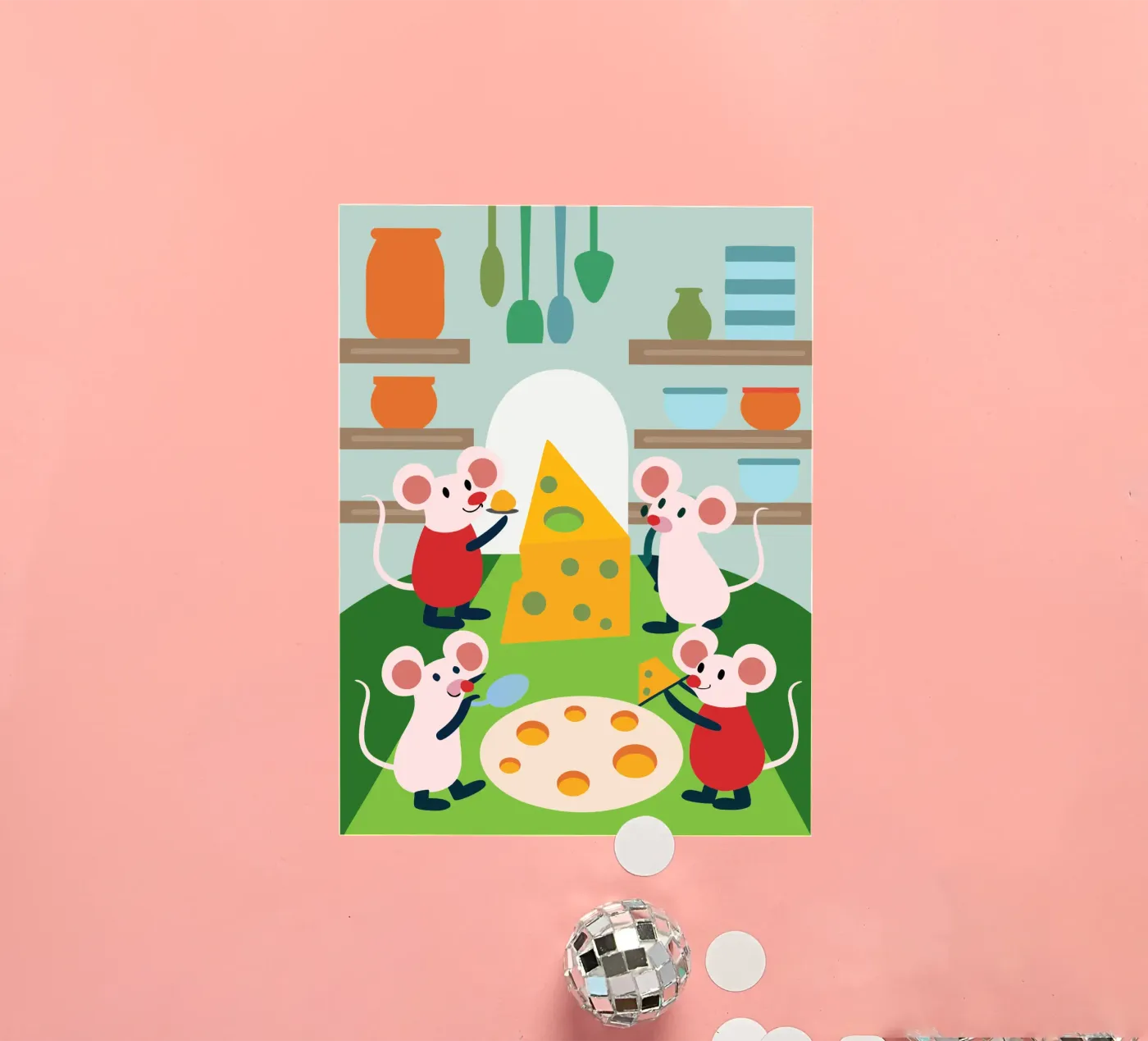 Muis eet kaas sticker van CUTE ANIMALS