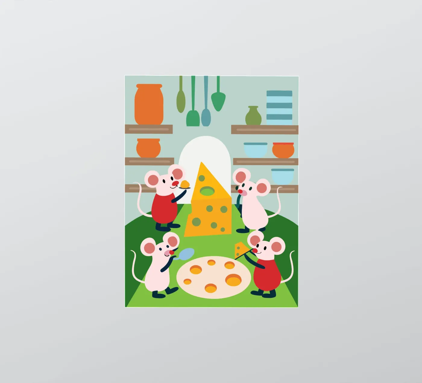 Muis eet kaas sticker van CUTE ANIMALS