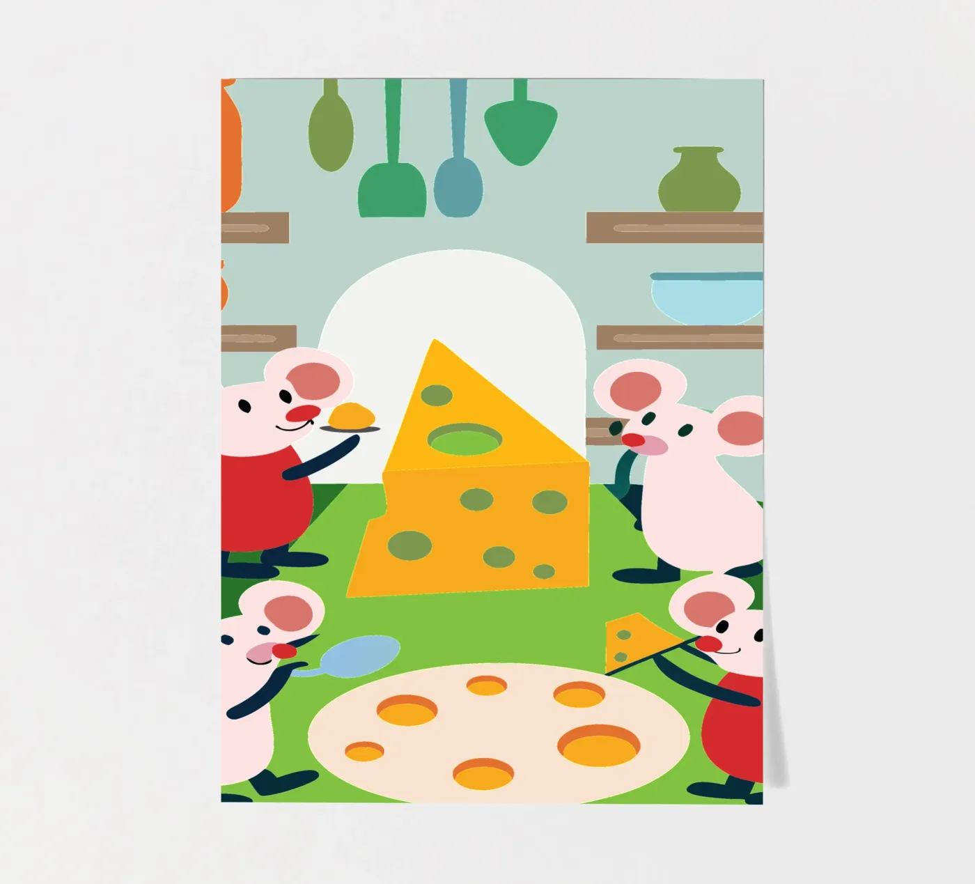 Mouse Eats Cheese planche autocollant de CUTE ANIMALS