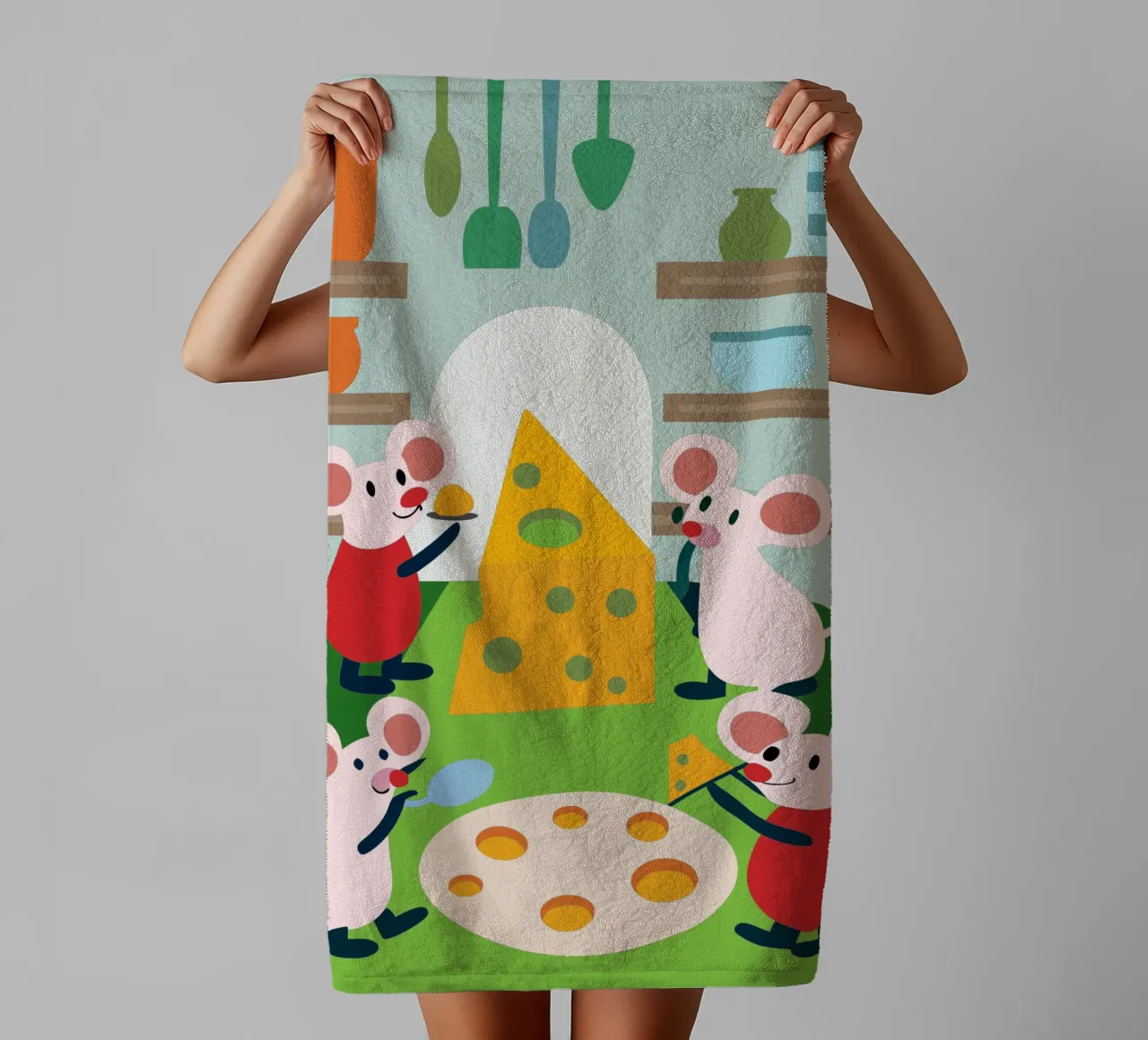 Mouse Eats Cheese towel by CUTE ANIMALS