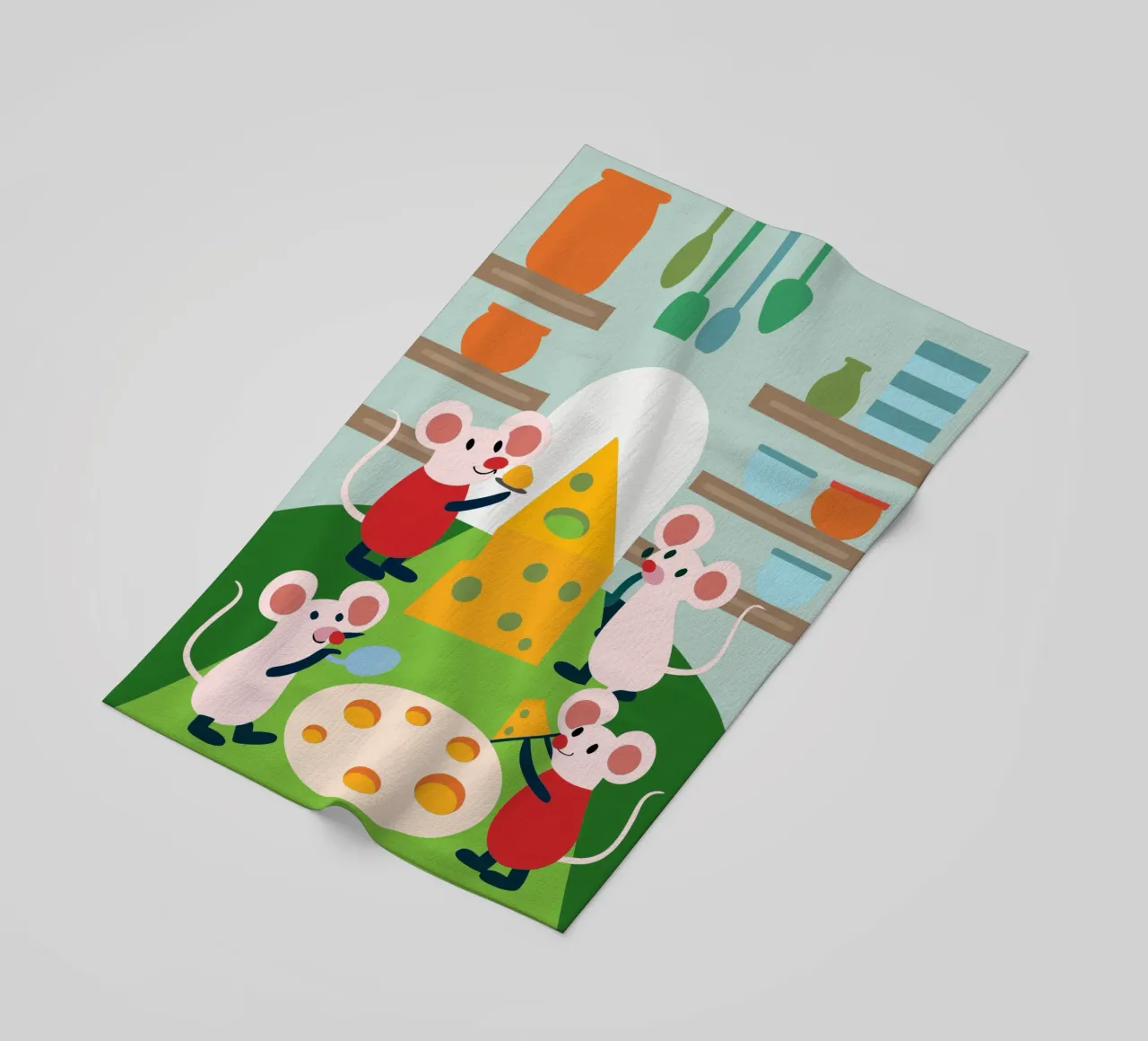 Mouse Eats Cheese beach towel by CUTE ANIMALS