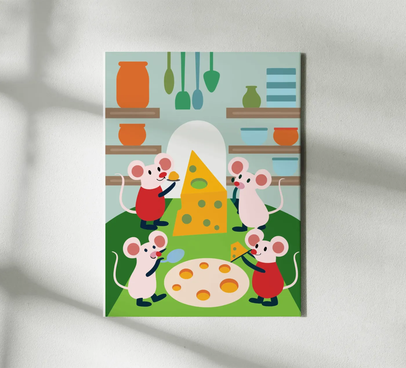 Mouse Eats Cheese canvas by CUTE ANIMALS