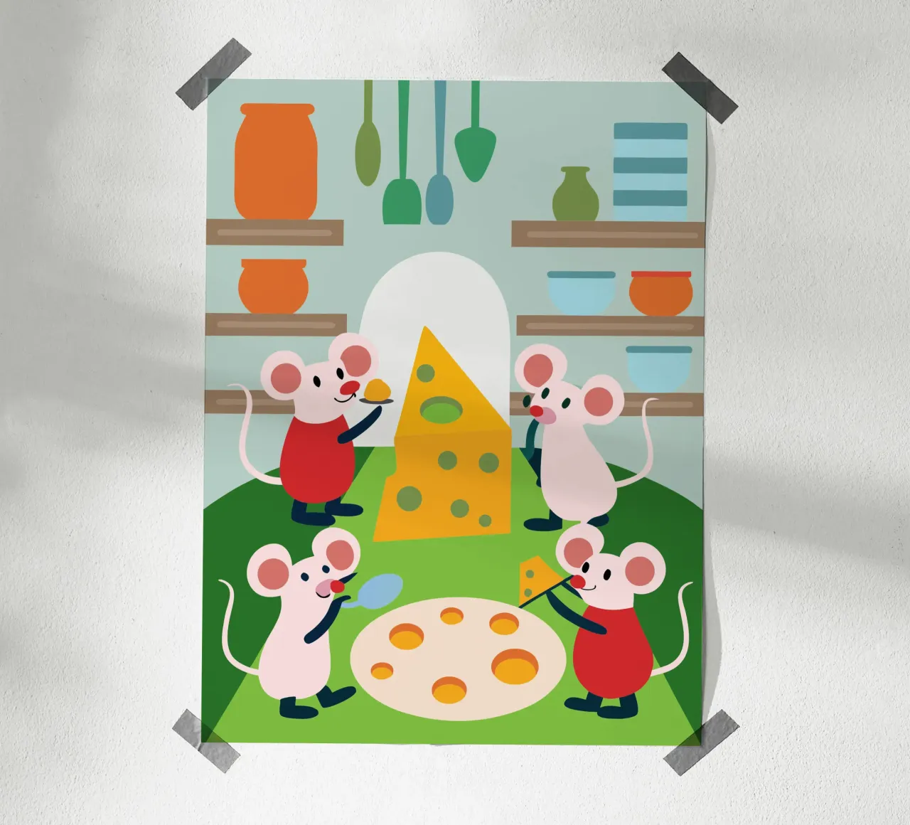 Mouse Eats Cheese poster by CUTE ANIMALS