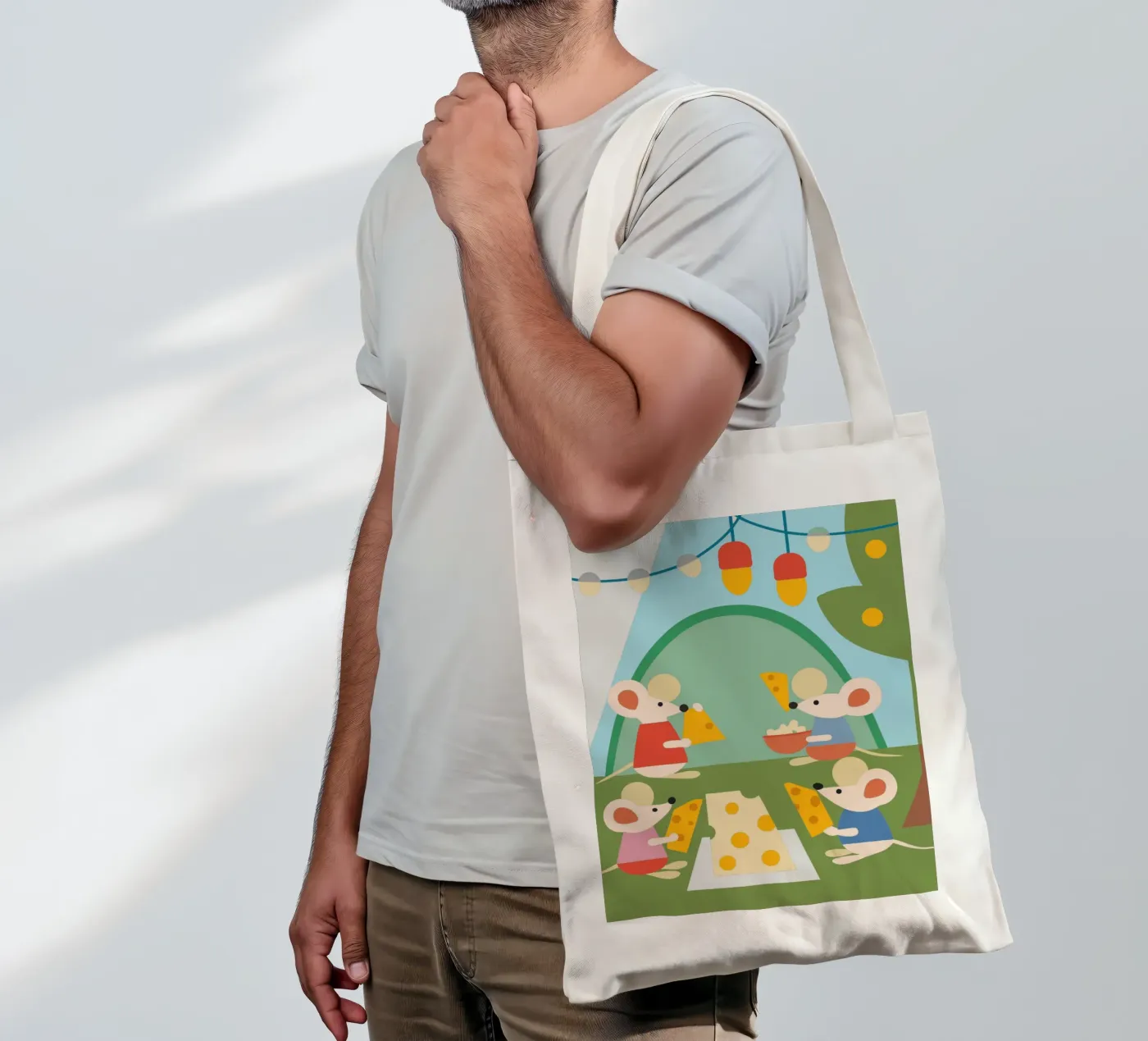 Mouse Eats Cheese tote bag by CUTE ANIMALS