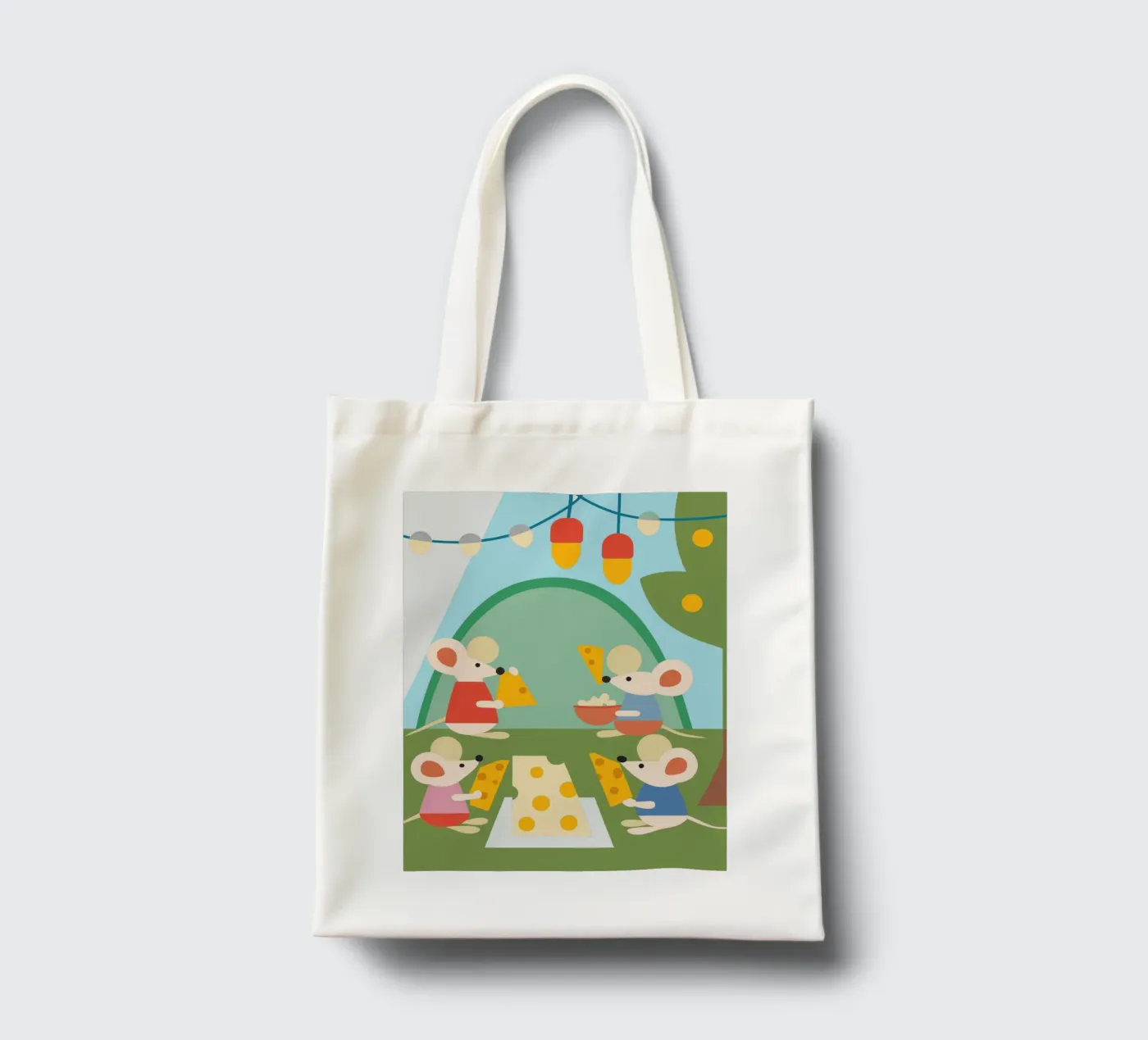 Mouse Eats Cheese tote bag by CUTE ANIMALS