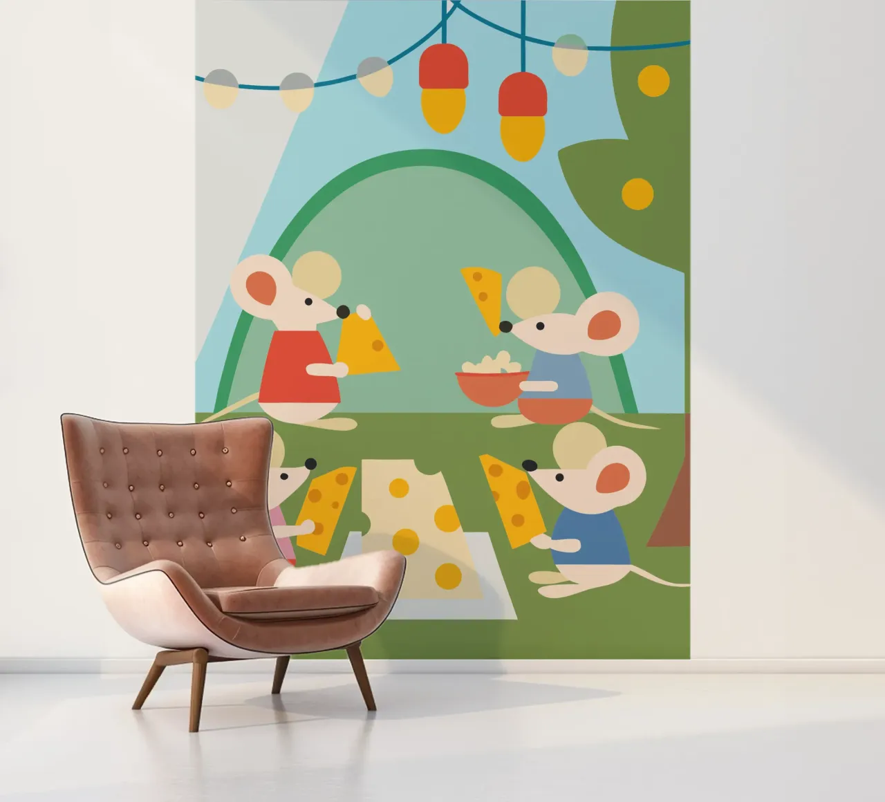 Mouse Eats Cheese fotobehang van CUTE ANIMALS