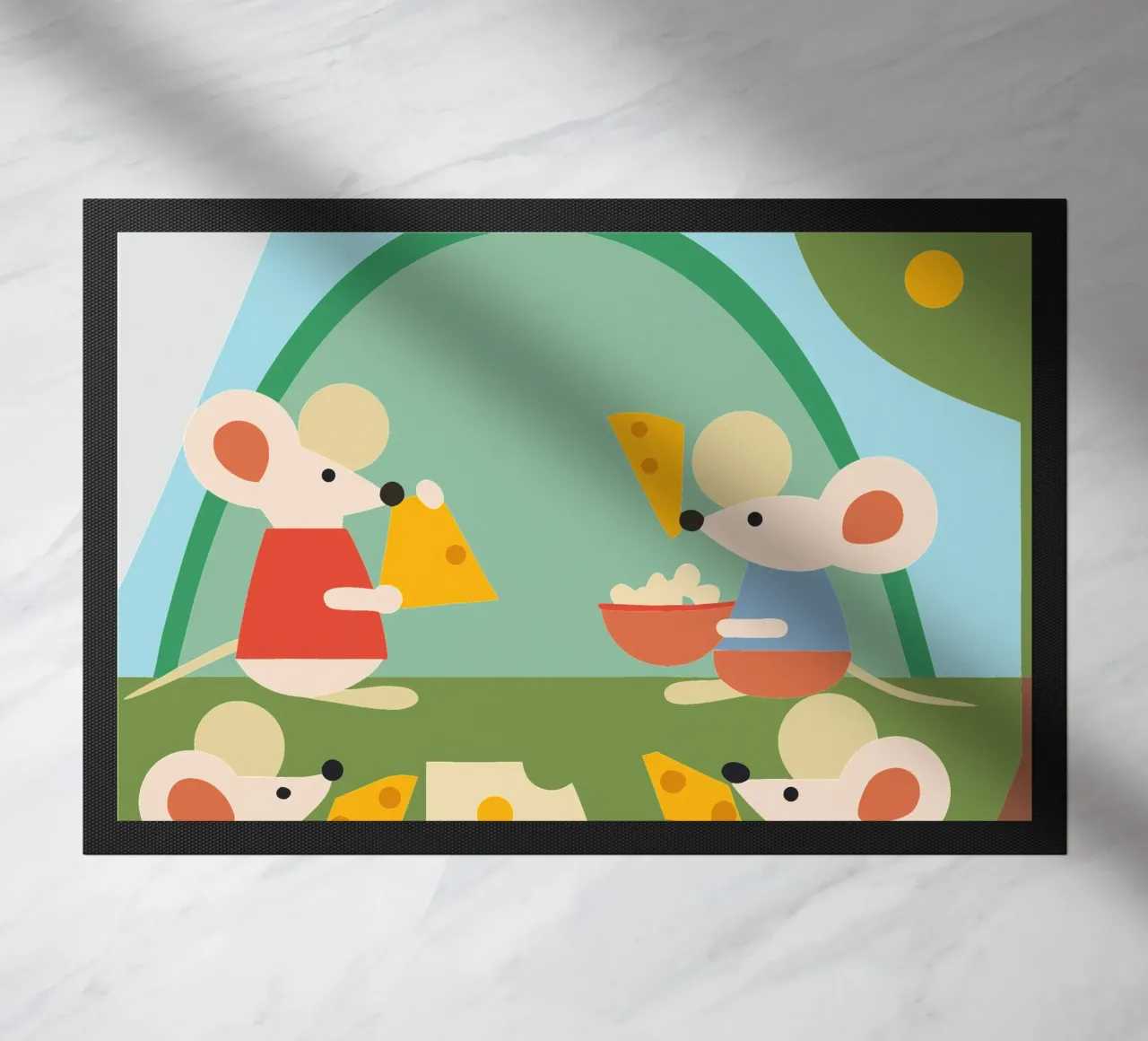 Mouse Eats Cheese doormat by CUTE ANIMALS