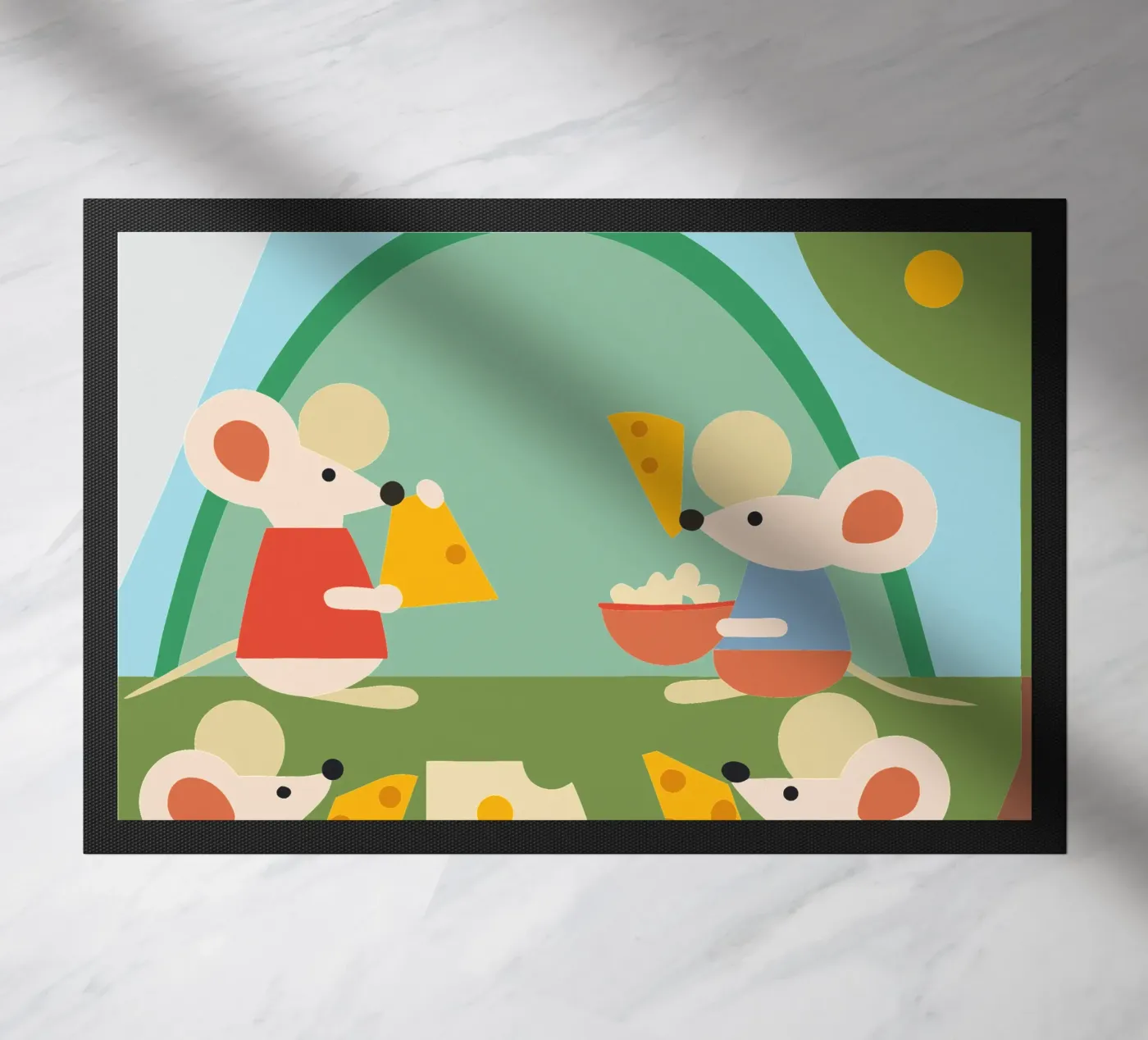 Maus isst Käse Fußmatte von CUTE ANIMALS