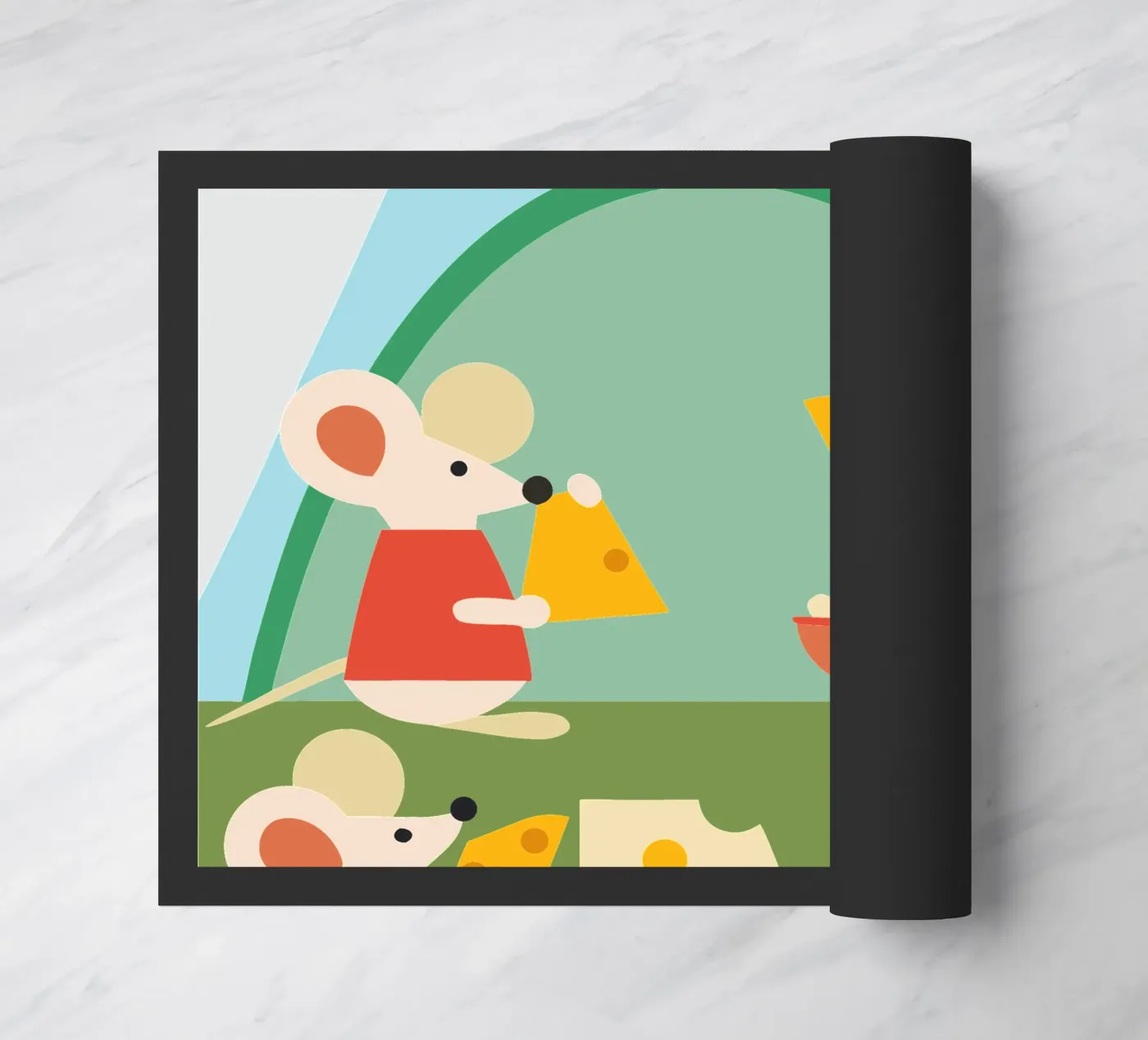 Maus isst Käse Fußmatte von CUTE ANIMALS