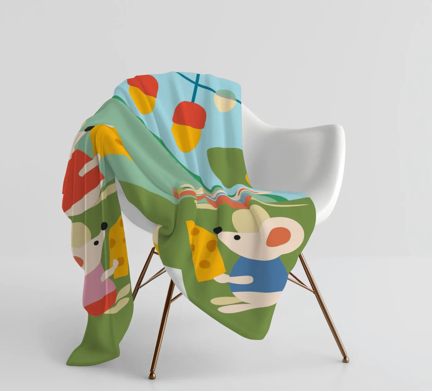 Mouse Eats Cheese fleece blanket by CUTE ANIMALS