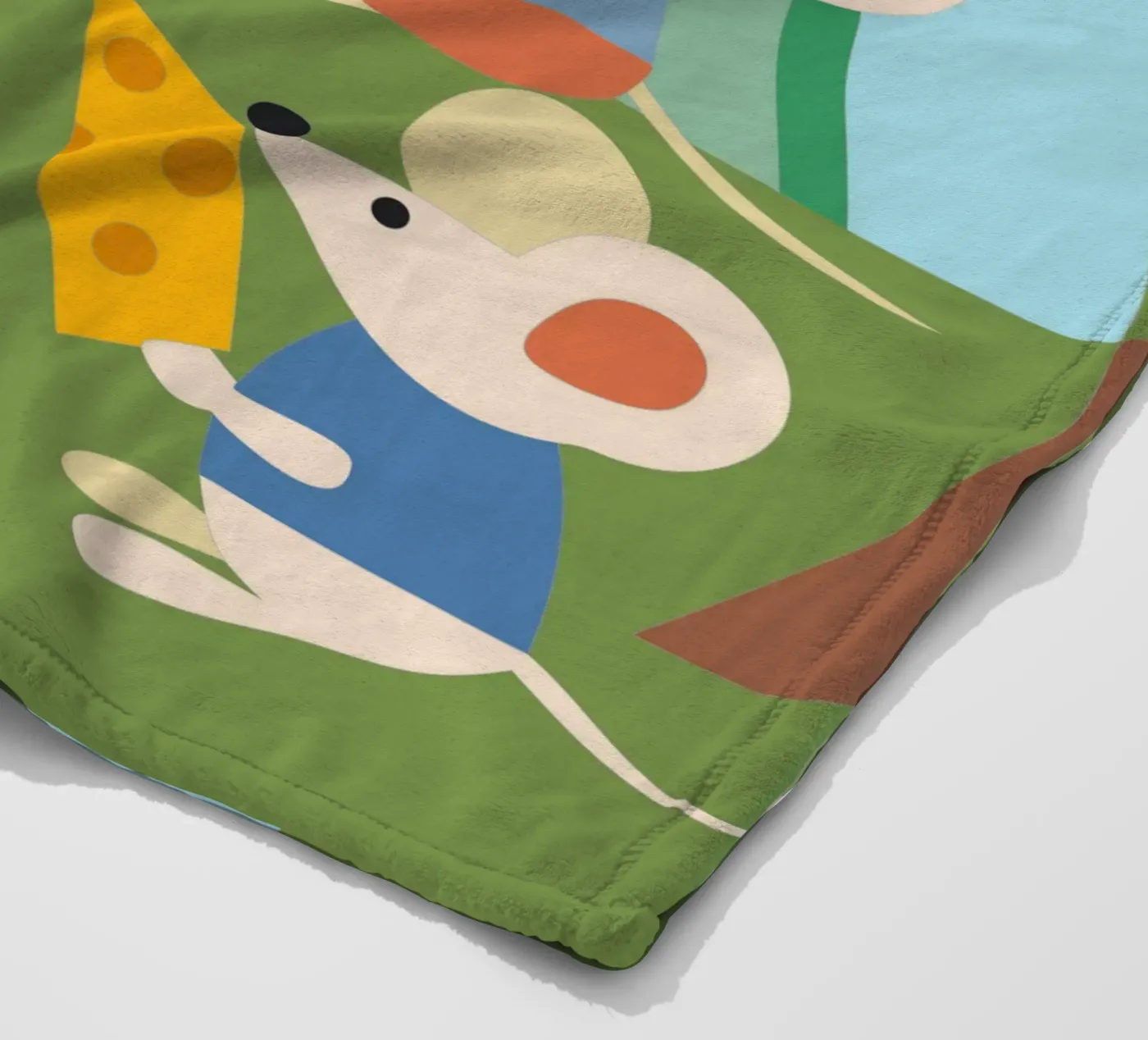 Mouse Eats Cheese fleece blanket by CUTE ANIMALS