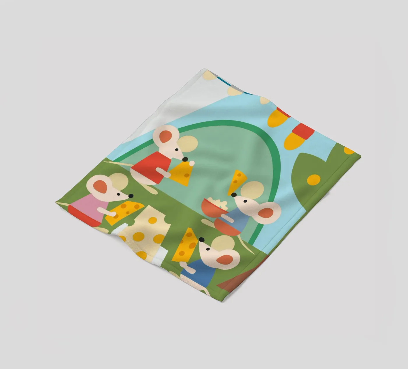 Mouse Eats Cheese fleece blanket by CUTE ANIMALS