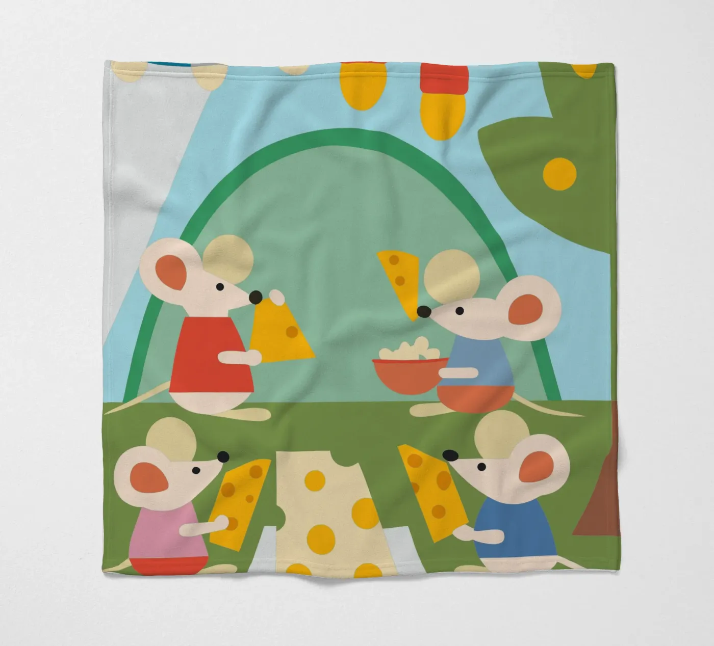 Mouse Eats Cheese fleece blanket by CUTE ANIMALS