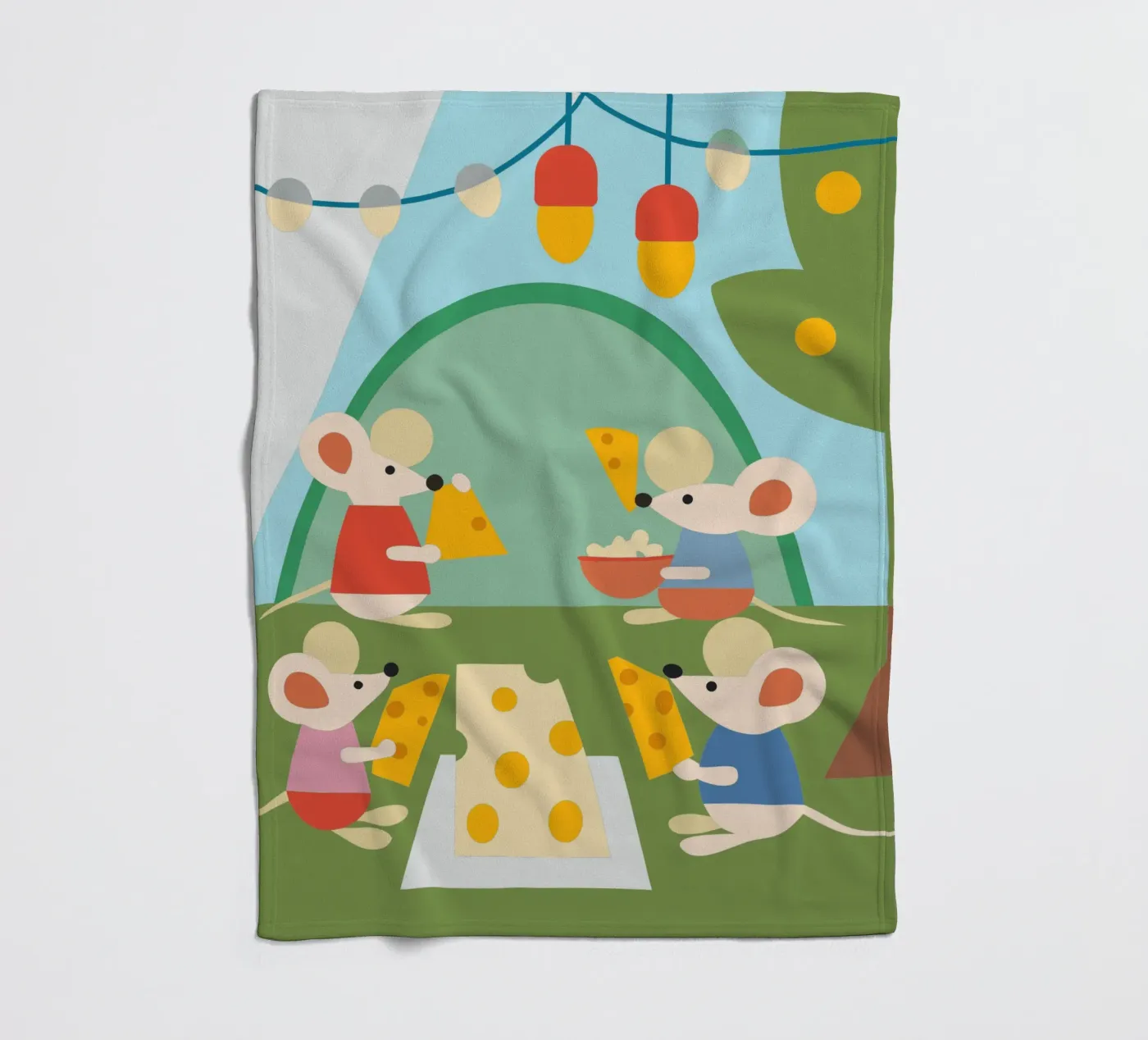 Mouse Eats Cheese fleece blanket by CUTE ANIMALS