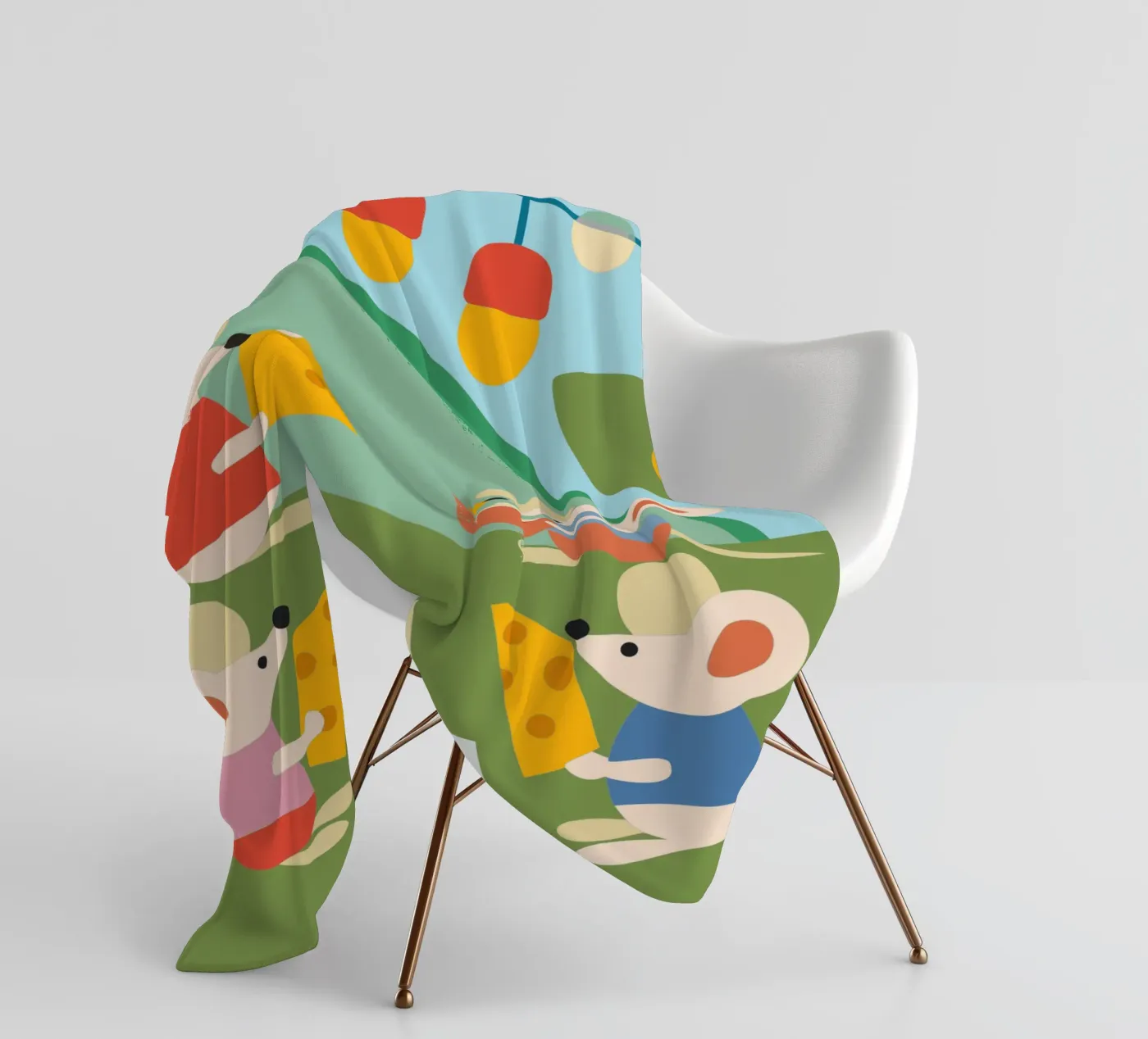 Mouse Eats Cheese fleece blanket by CUTE ANIMALS
