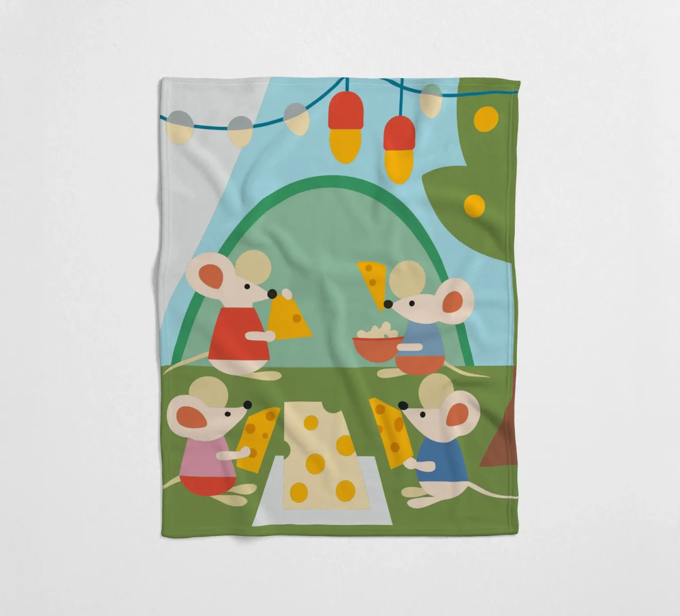 Mouse Eats Cheese fleece blanket by CUTE ANIMALS