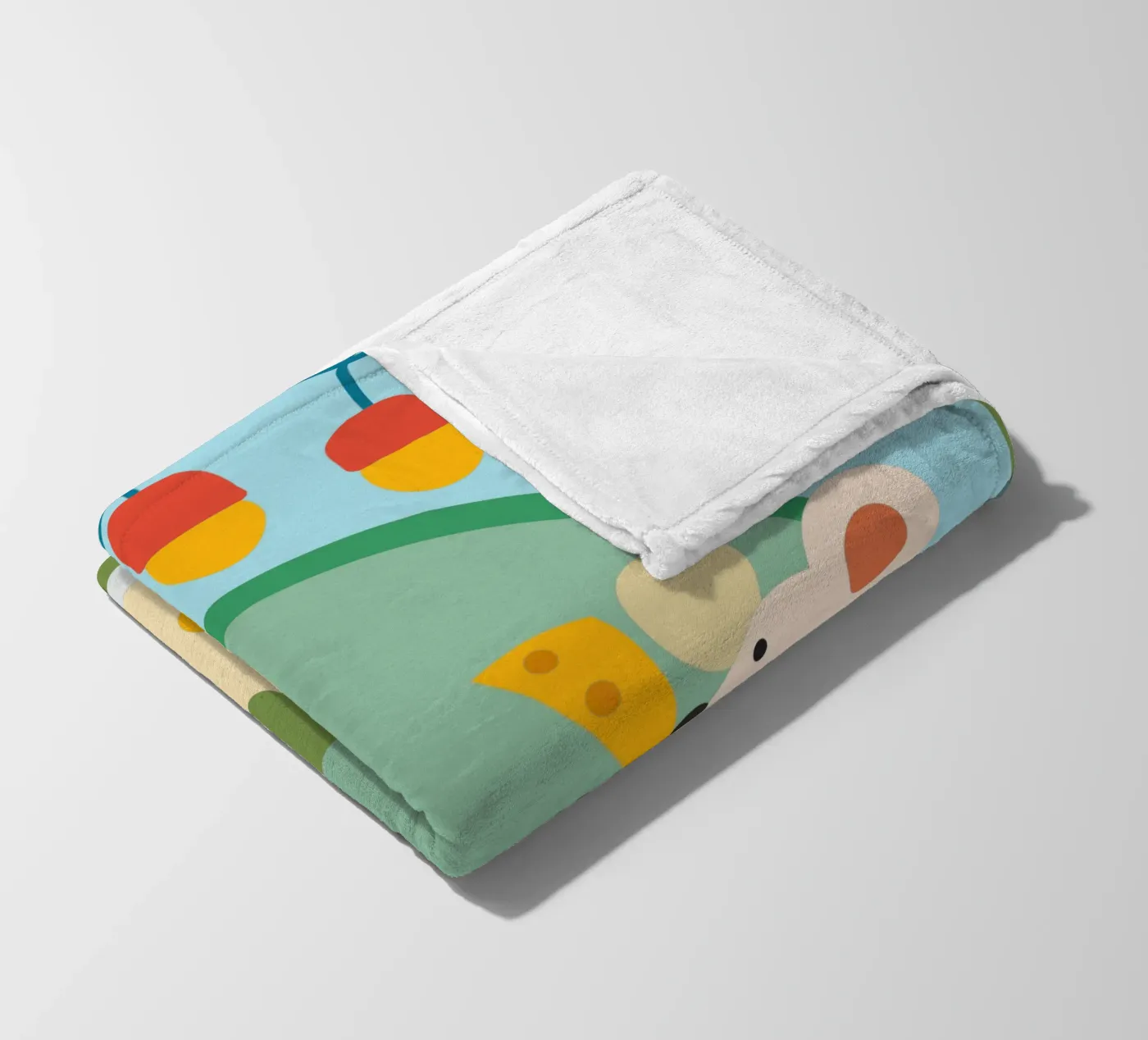 Mouse Eats Cheese fleece blanket by CUTE ANIMALS