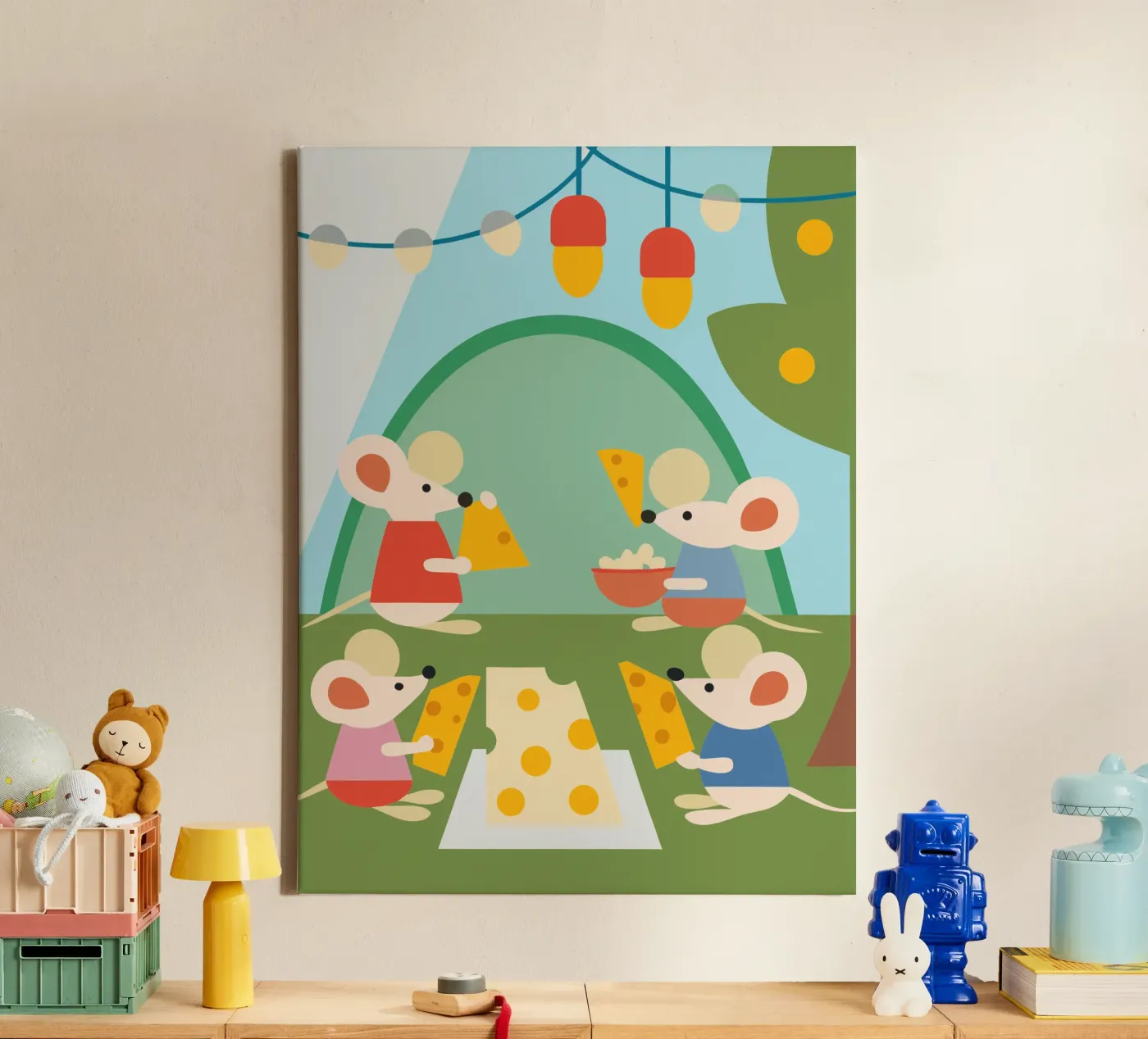 Mouse Eats Cheese canvas by CUTE ANIMALS