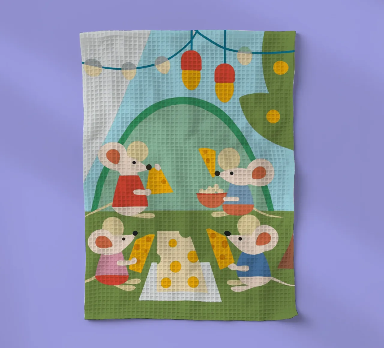 Muis eet kaas theedoek van CUTE ANIMALS