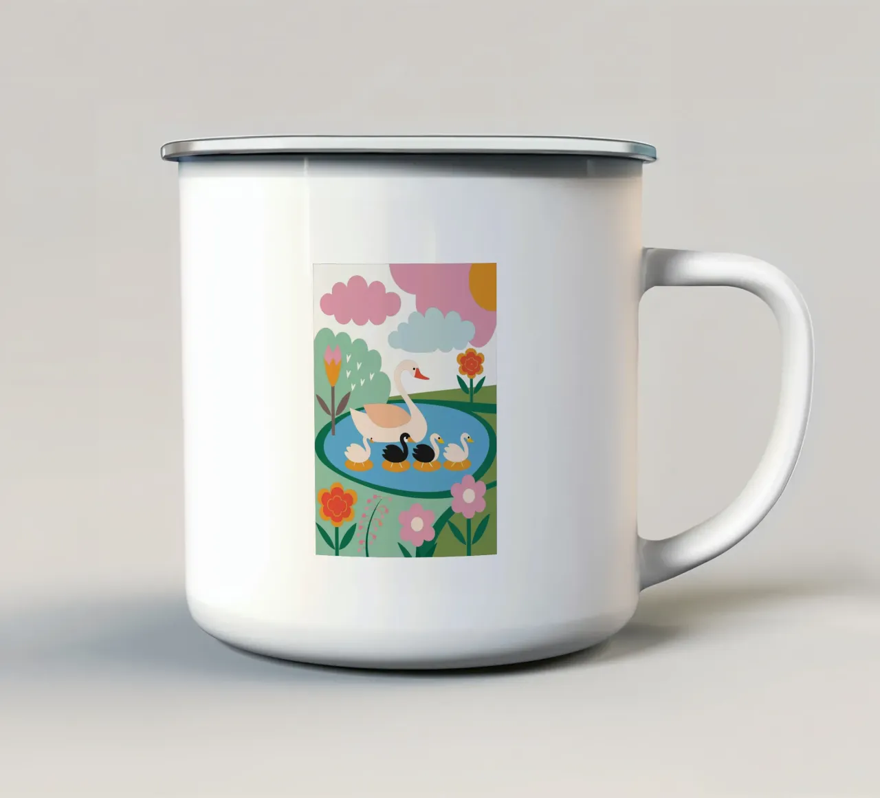 Eend zwemt in water emaille mok van CUTE ANIMALS