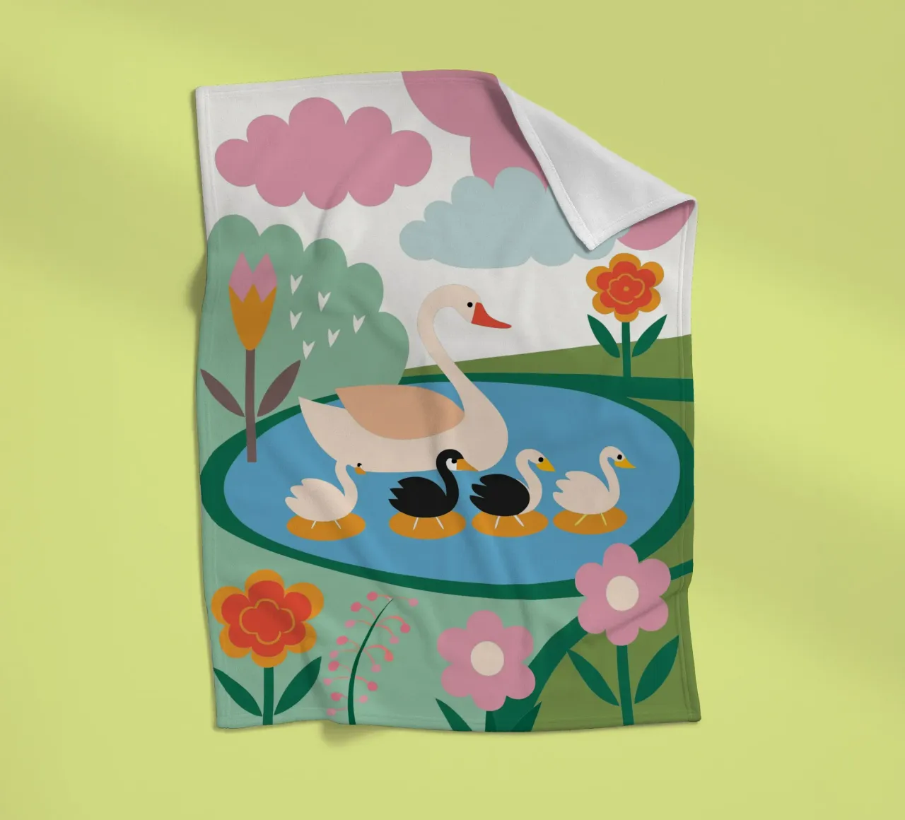 Duck Swimming in Water fleece blanket by CUTE ANIMALS