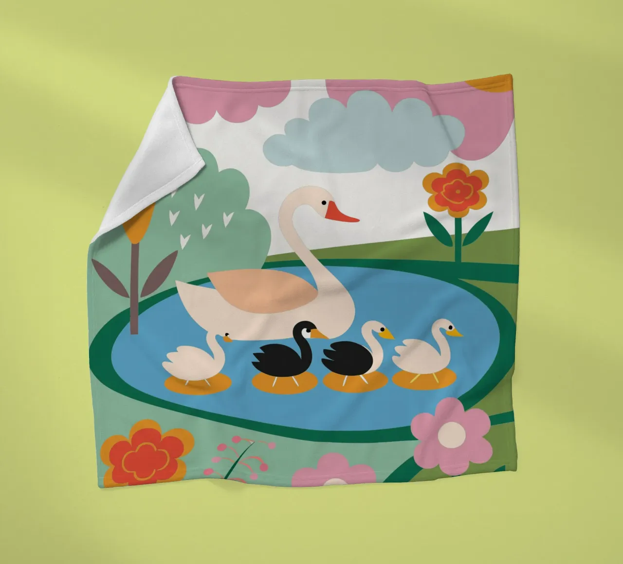 Duck Swimming in Water fleece blanket by CUTE ANIMALS