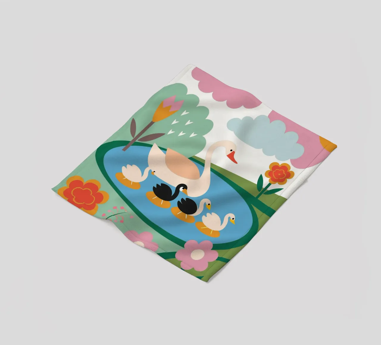 Duck Swimming in Water fleece blanket by CUTE ANIMALS