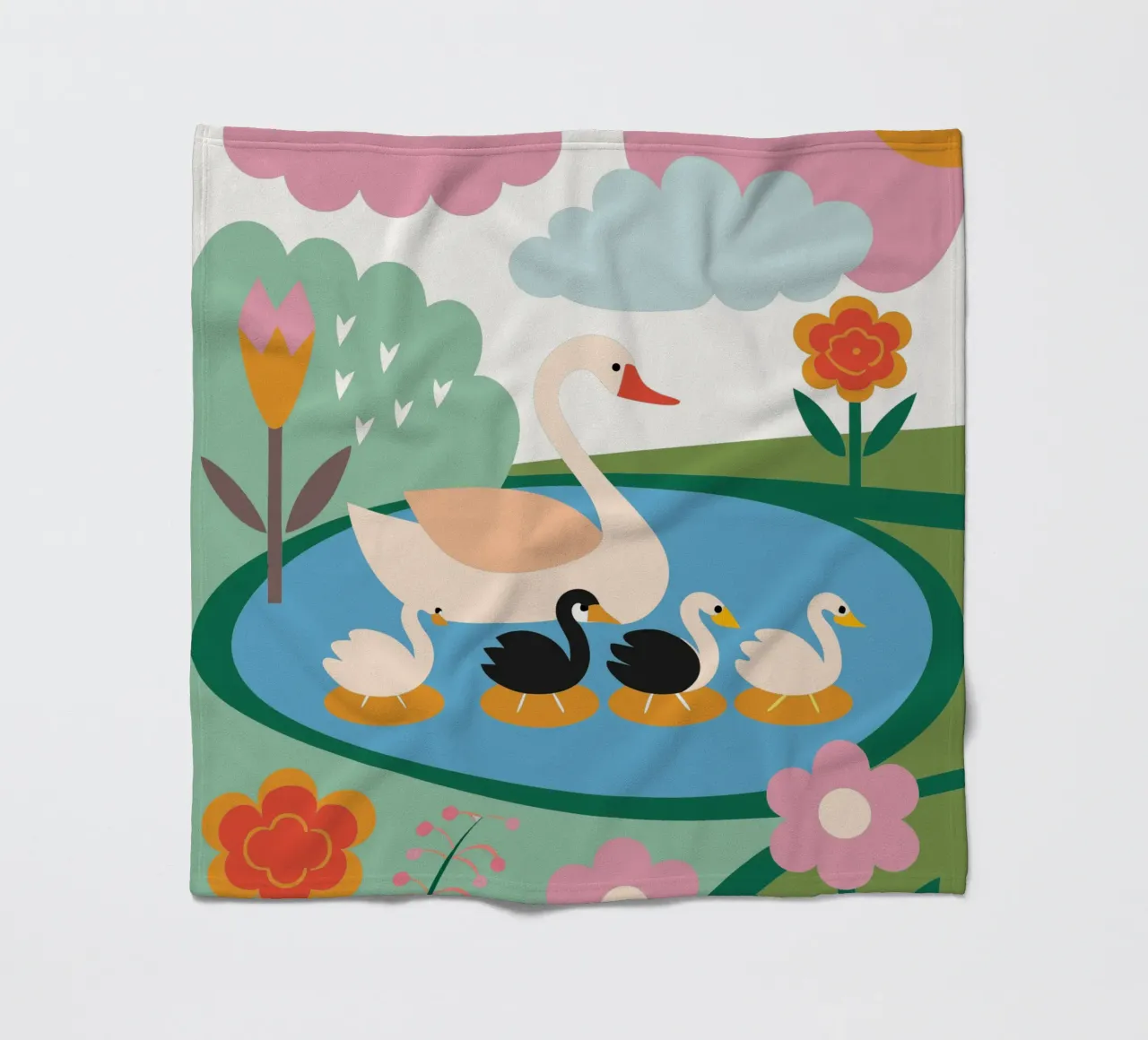 Duck Swimming in Water fleece blanket by CUTE ANIMALS