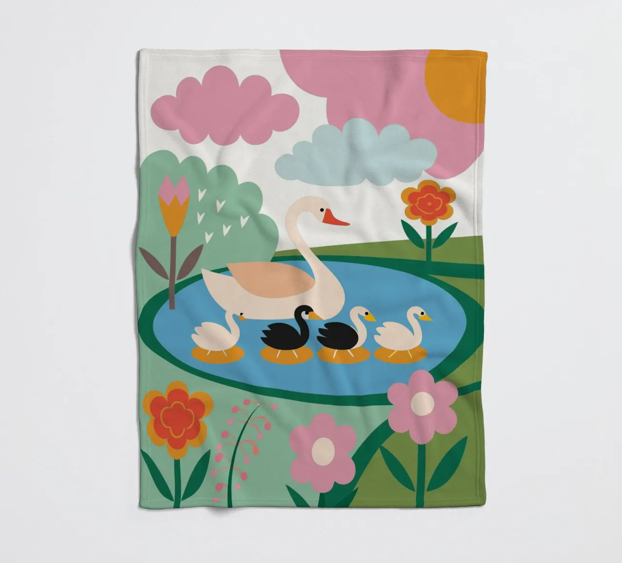 Duck Swimming in Water fleece blanket by CUTE ANIMALS