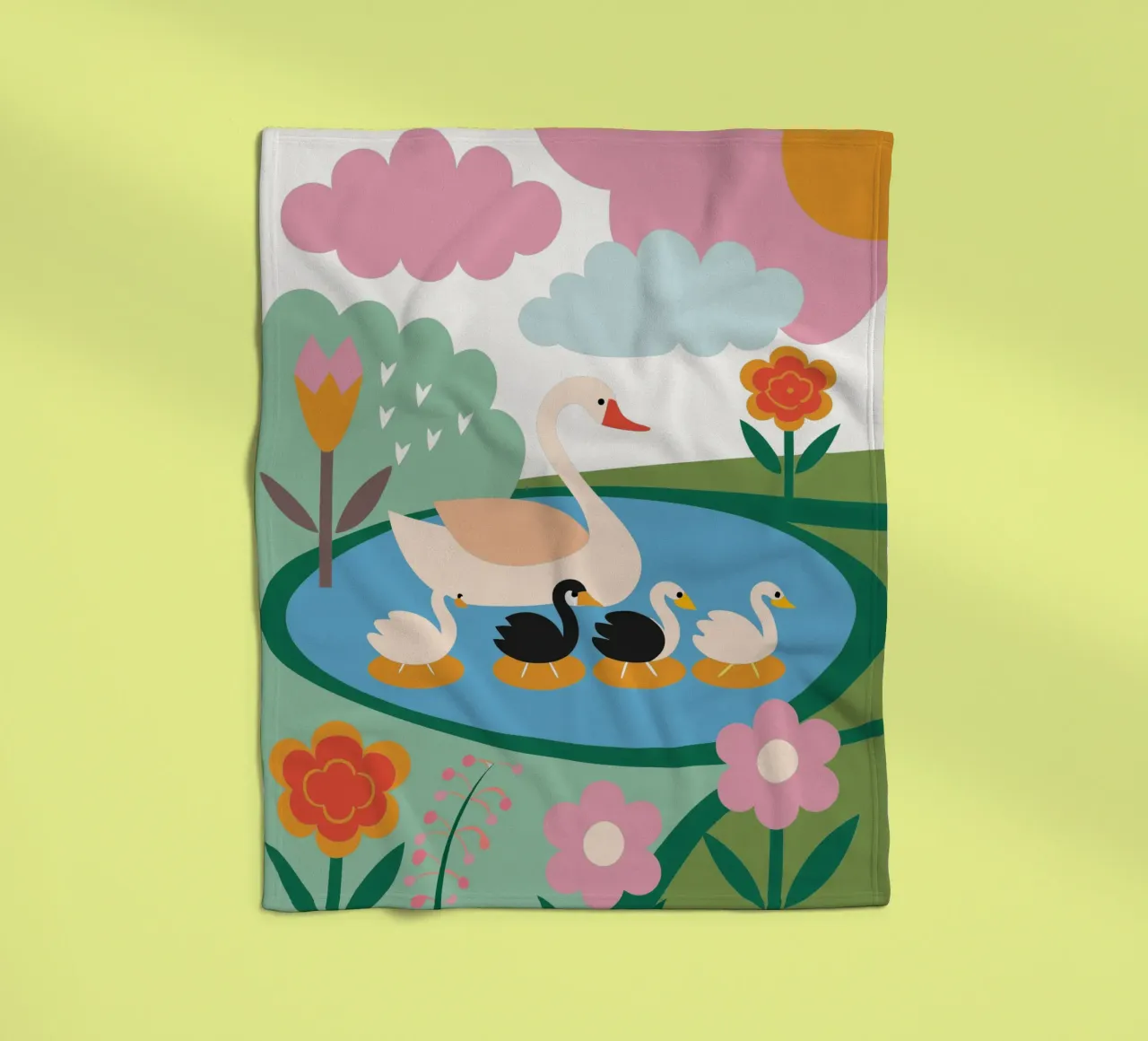 Duck Swimming in Water fleece blanket by CUTE ANIMALS