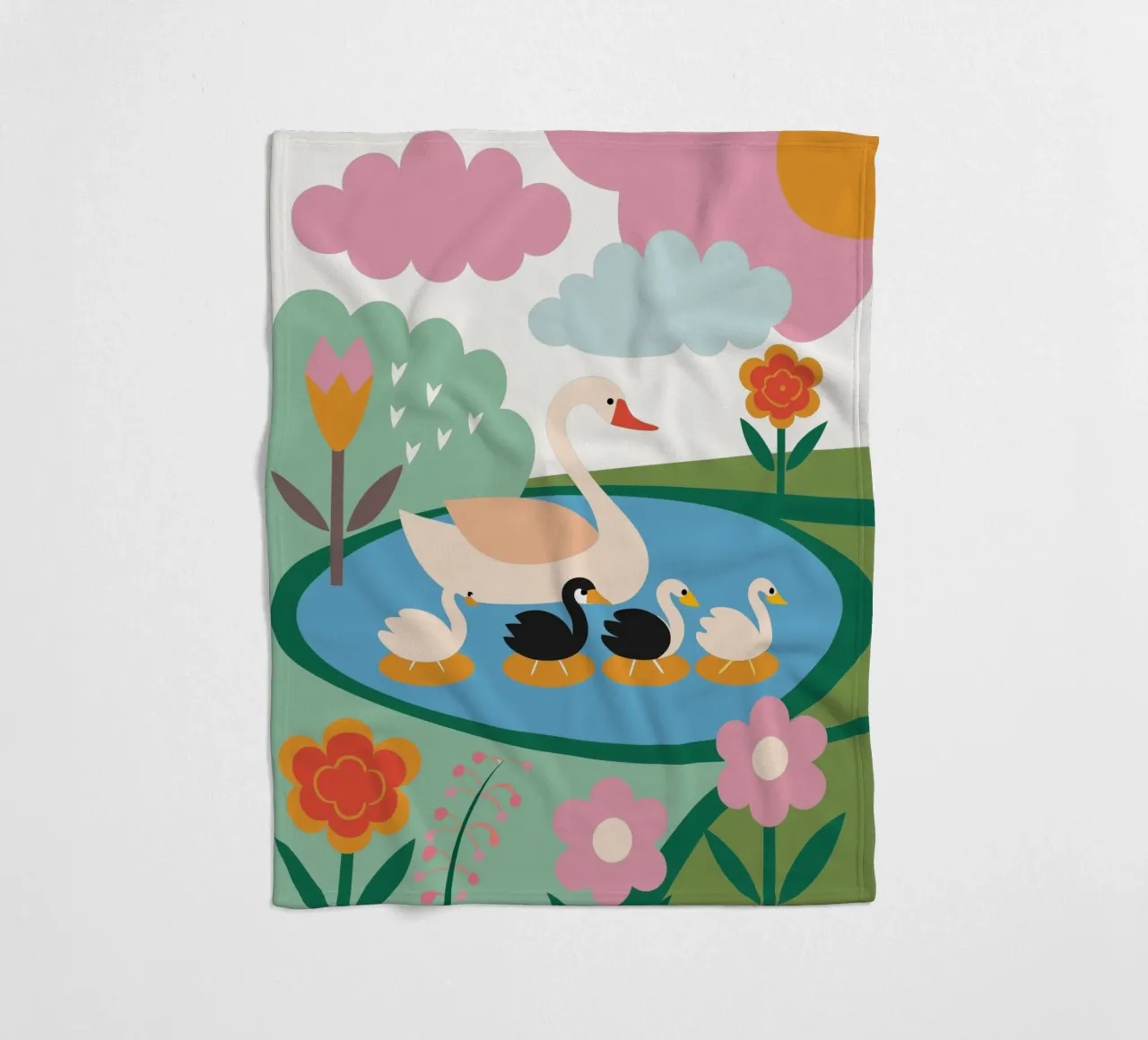 Duck Swimming in Water fleece blanket by CUTE ANIMALS