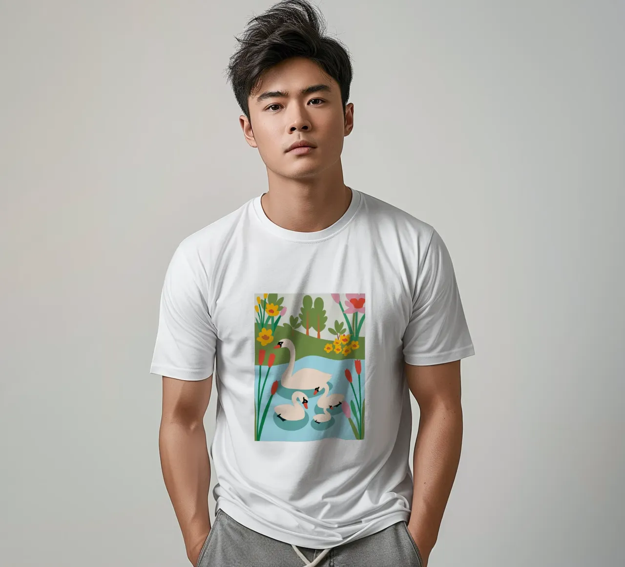 Cigno nell'acqua t-shirt da CUTE ANIMALS