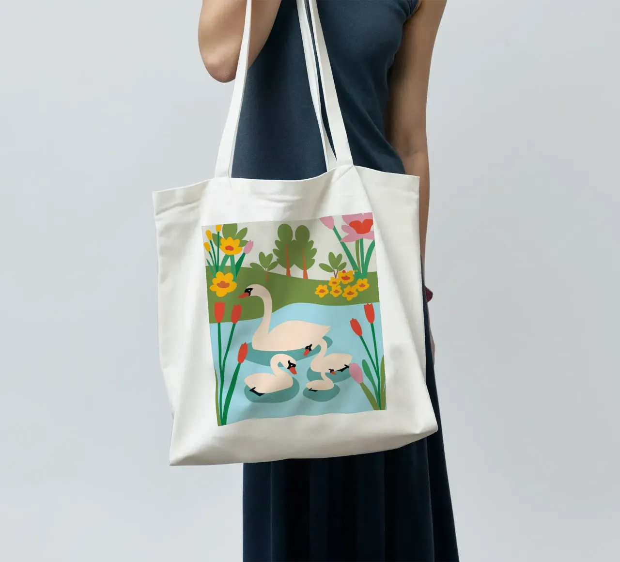 Swan in the Water tote bag by CUTE ANIMALS