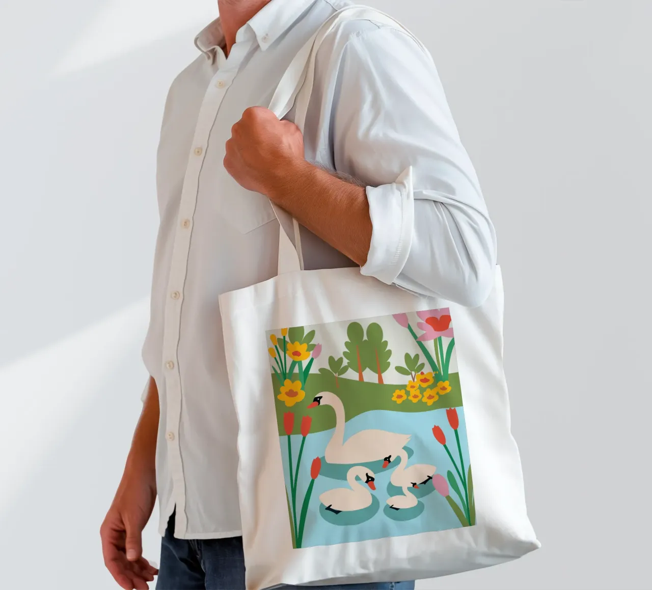 Swan in the Water tote bag by CUTE ANIMALS