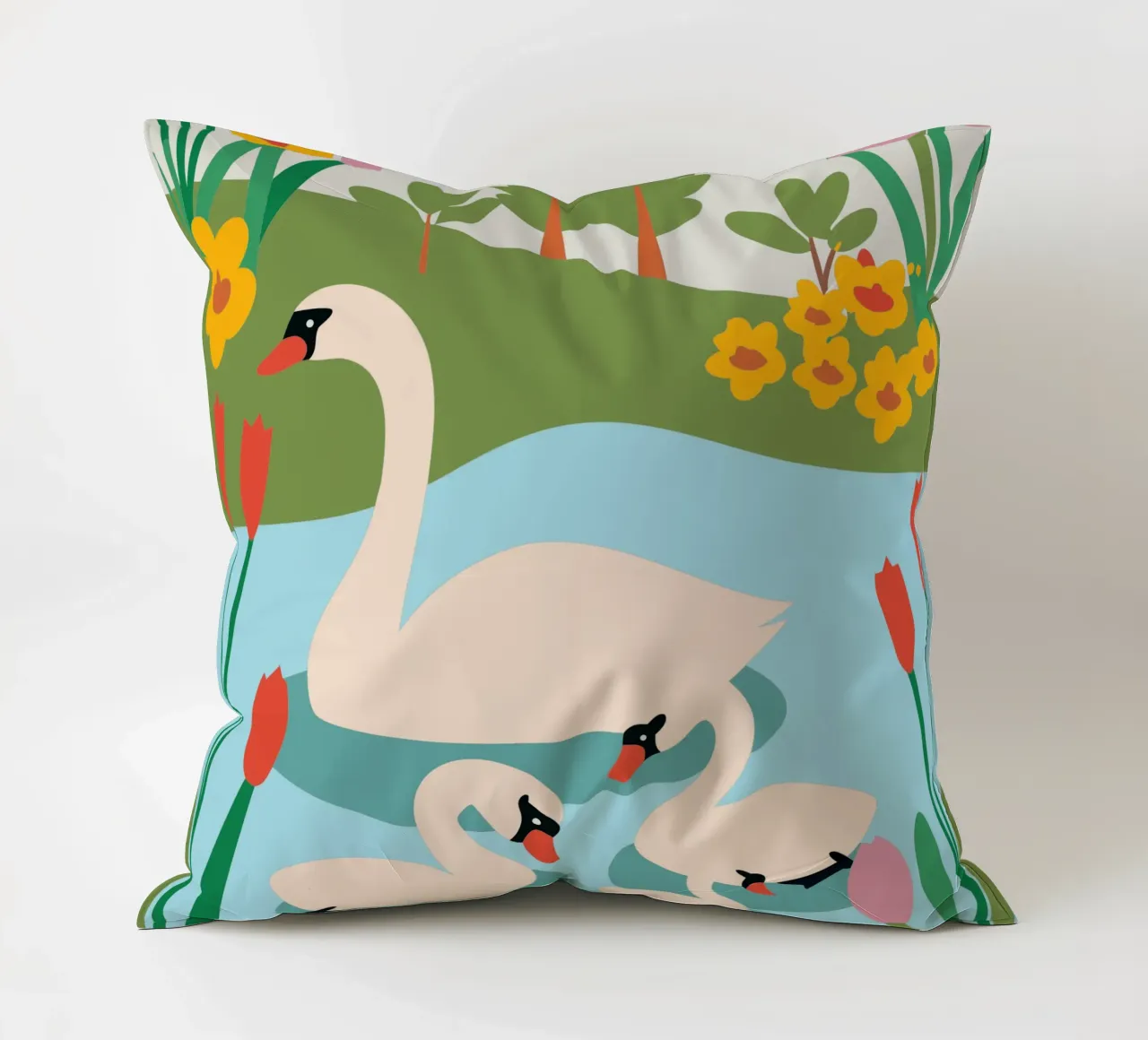 Cigno nell'acqua cuscino da CUTE ANIMALS