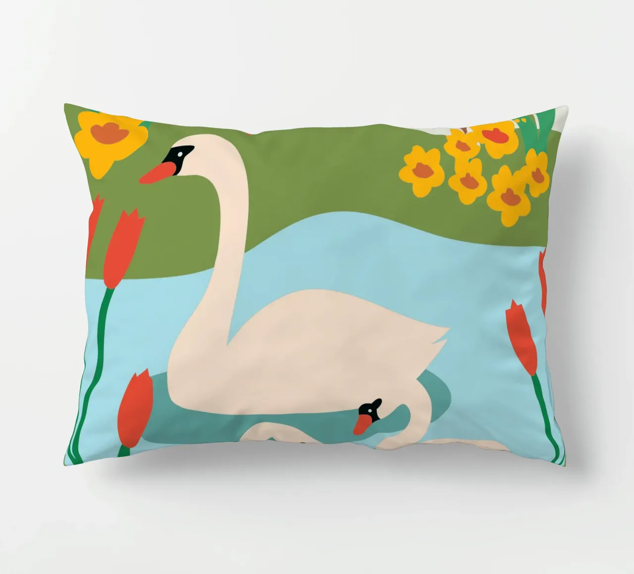 Cigno nell'acqua cuscino da CUTE ANIMALS