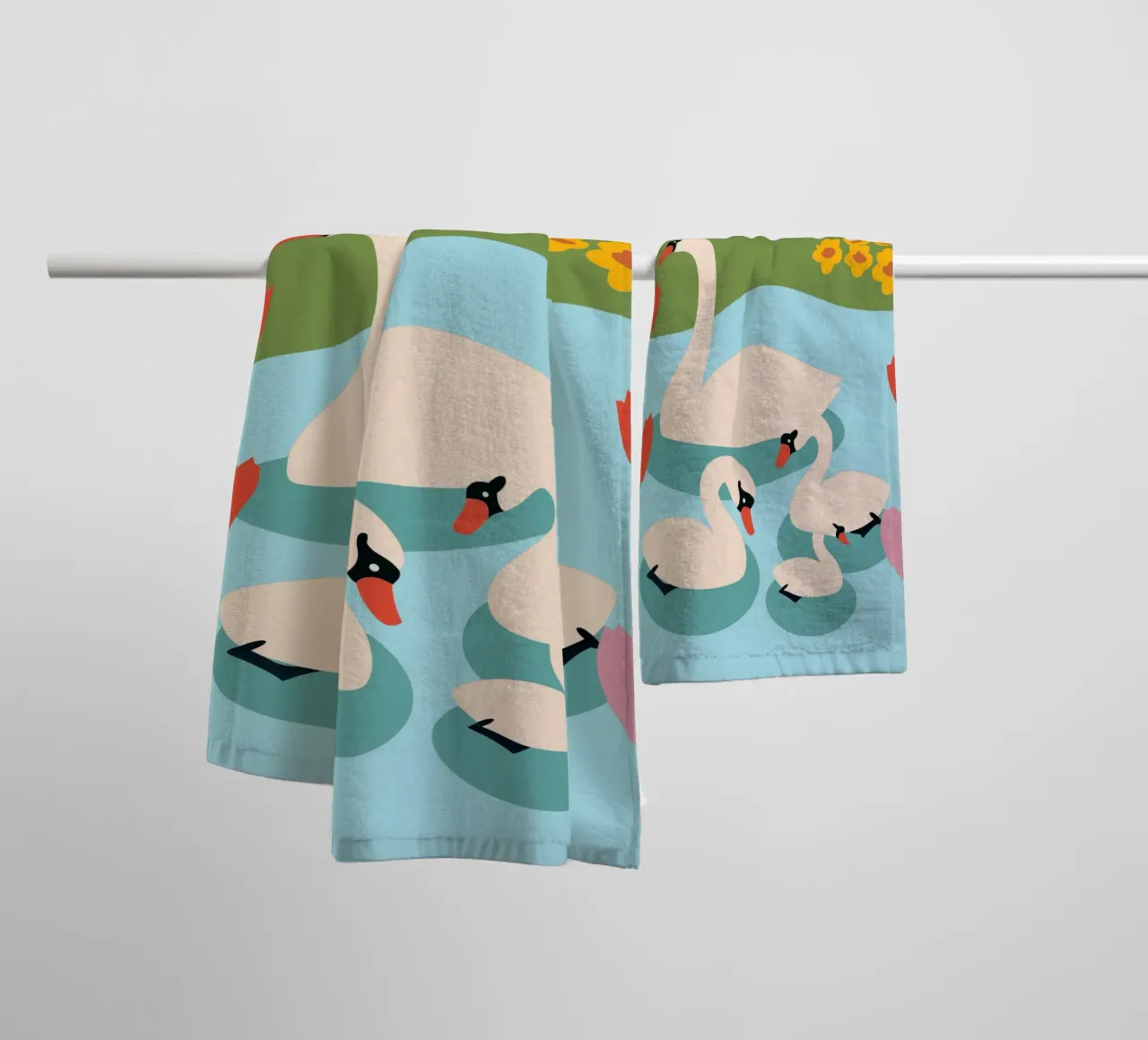 Cigno nell'acqua asciugamano da bagno da CUTE ANIMALS