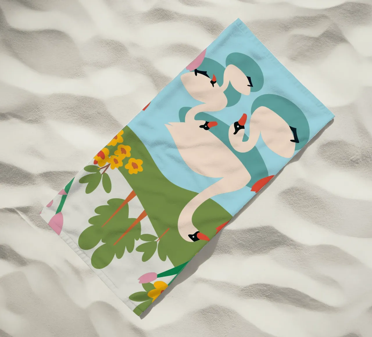 Cigno nell'acqua telo mare da CUTE ANIMALS