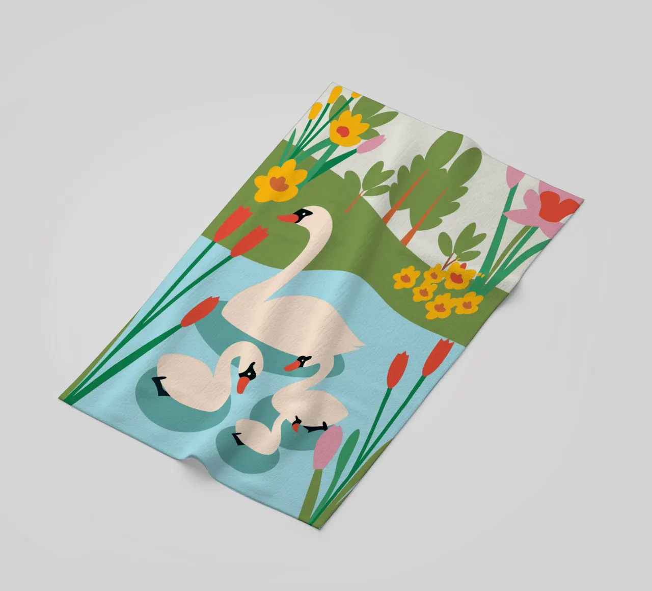 Cigno nell'acqua telo mare da CUTE ANIMALS