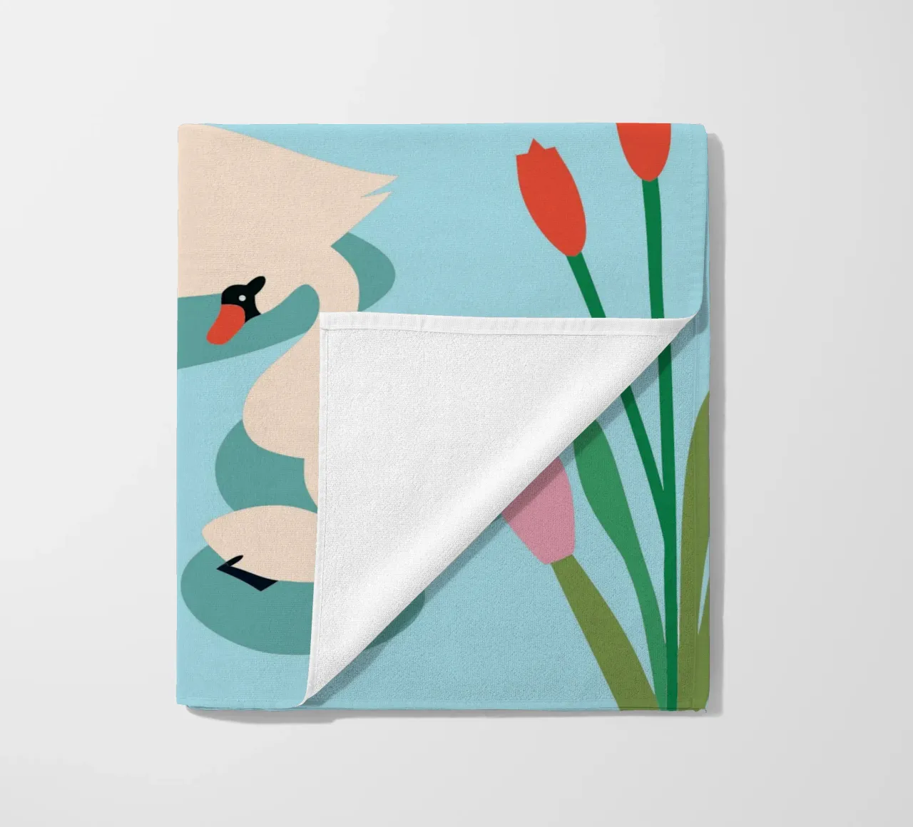 Cigno nell'acqua telo mare da CUTE ANIMALS