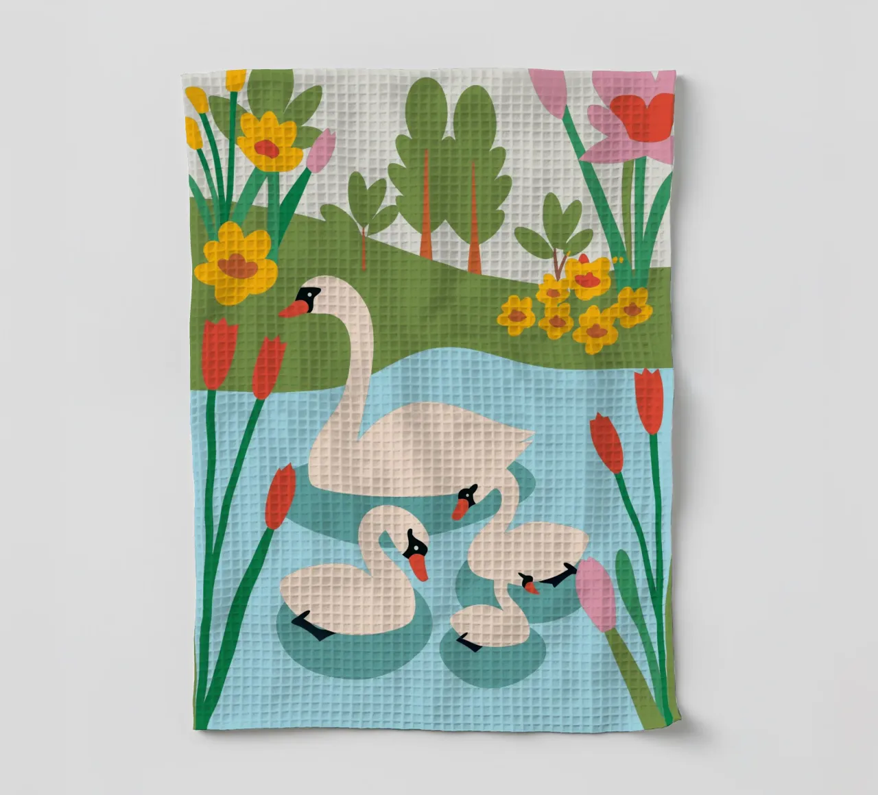 Cigno nell'acqua canovaccio da cucina da CUTE ANIMALS