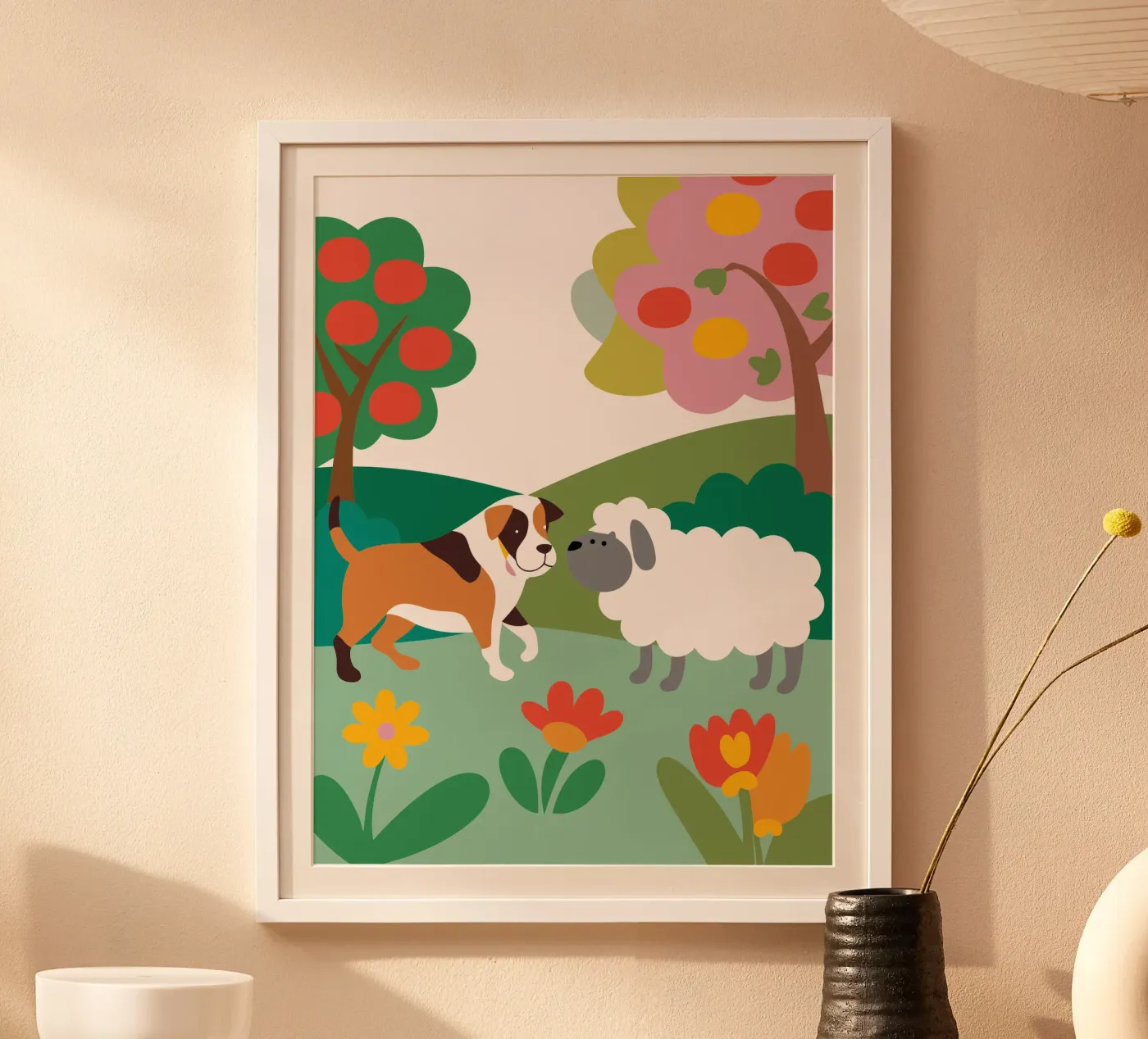 Hond en schapen poster van CUTE ANIMALS