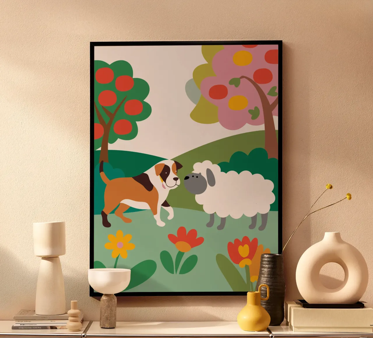 Cane e pecora poster da CUTE ANIMALS