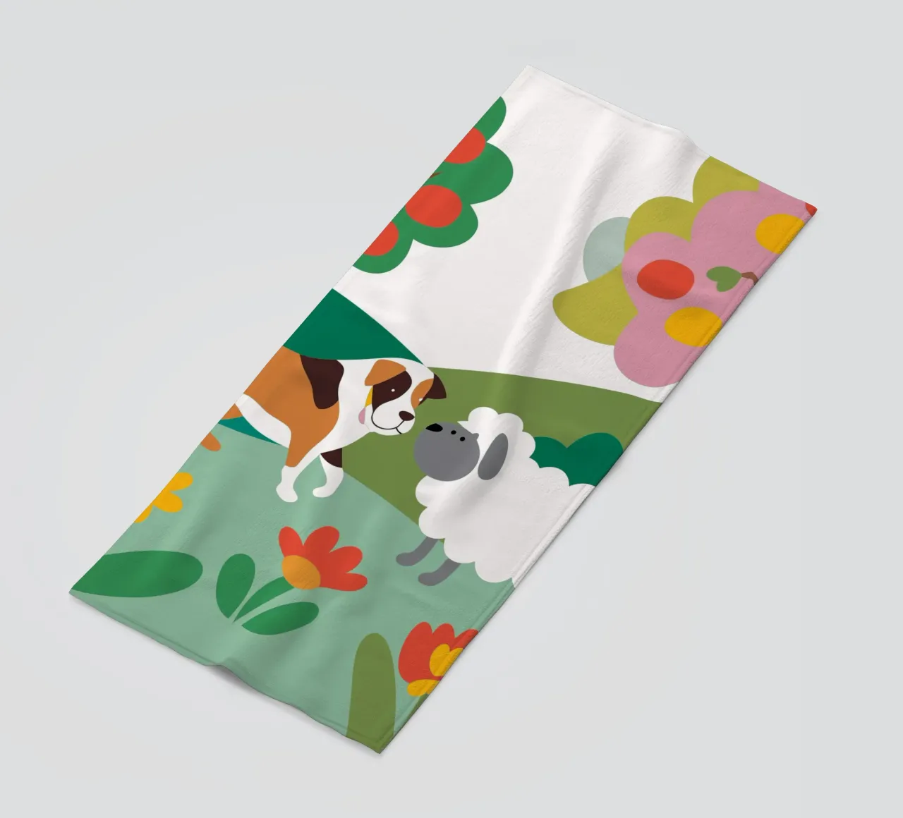 Dog and Sheep beach towel by CUTE ANIMALS