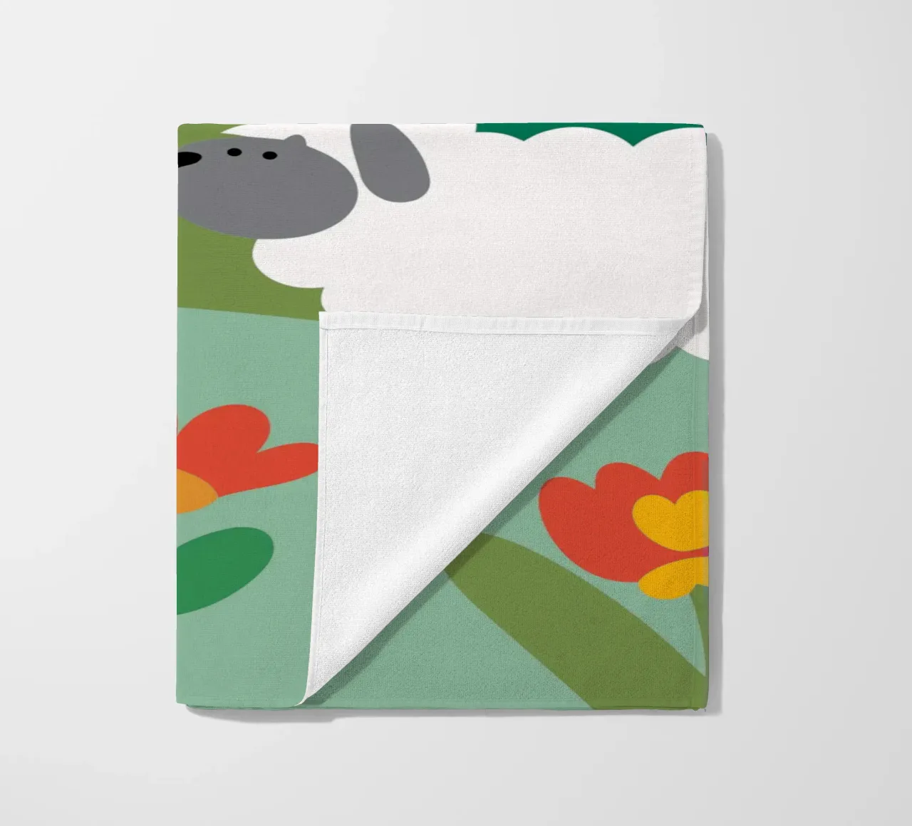 Dog and Sheep beach towel by CUTE ANIMALS