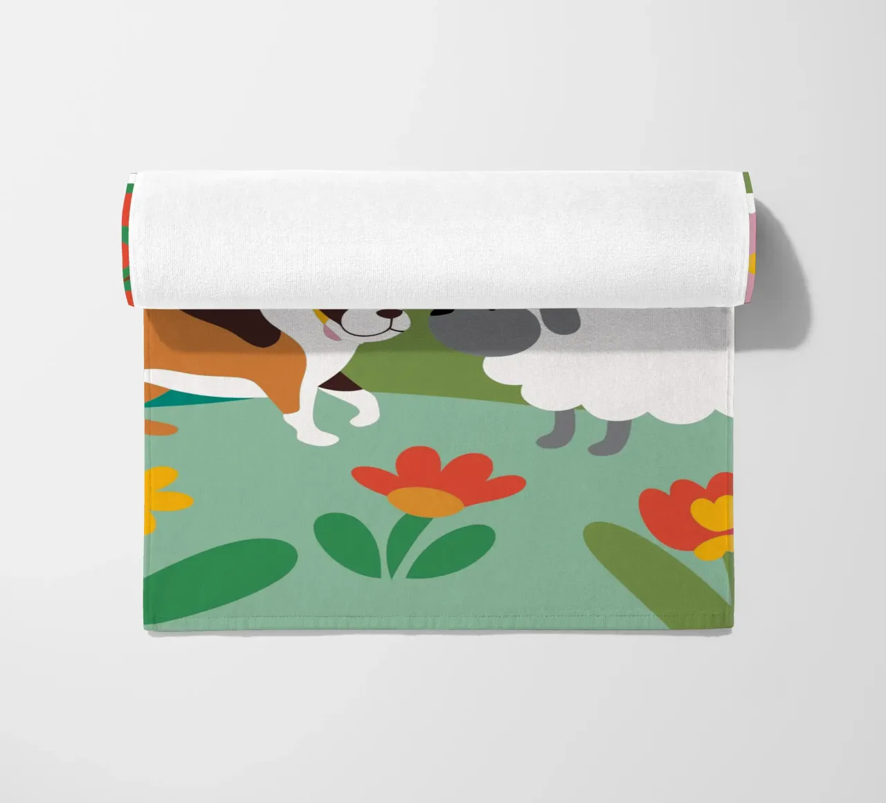 Dog and Sheep beach towel by CUTE ANIMALS