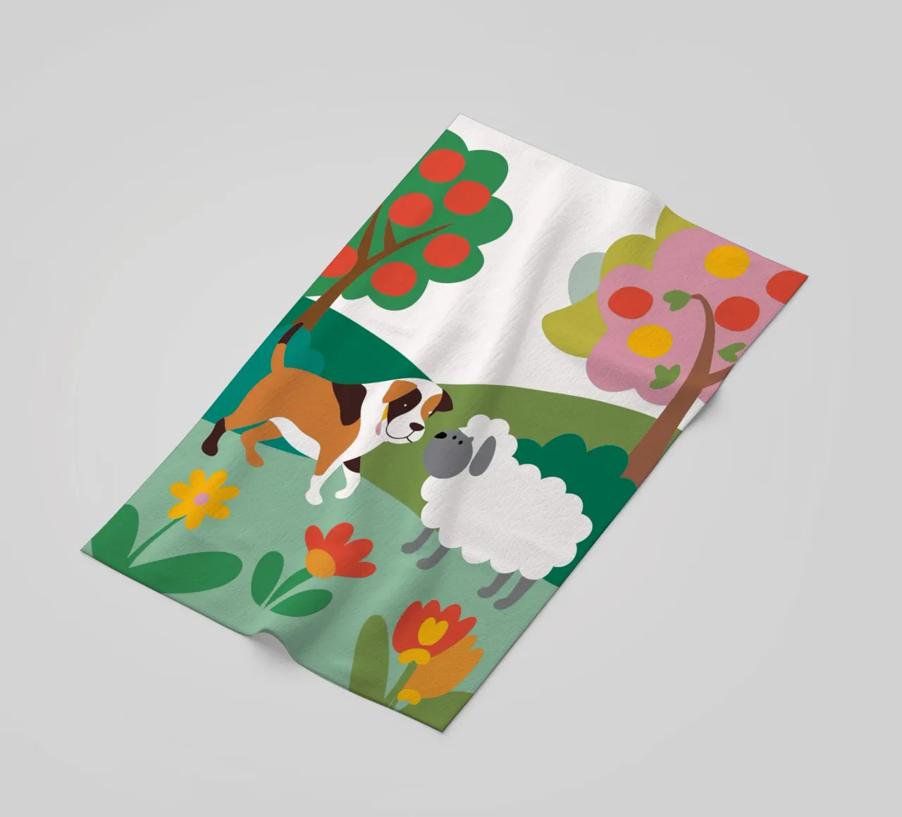Dog and Sheep beach towel by CUTE ANIMALS